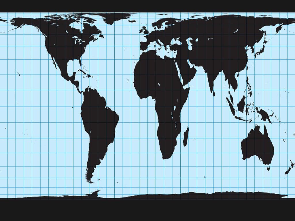The Gall-Peters Projection was a more political correct map as an answer to the ‘colonial’ Mercator map. Image: Gall-Peters projection, 1973