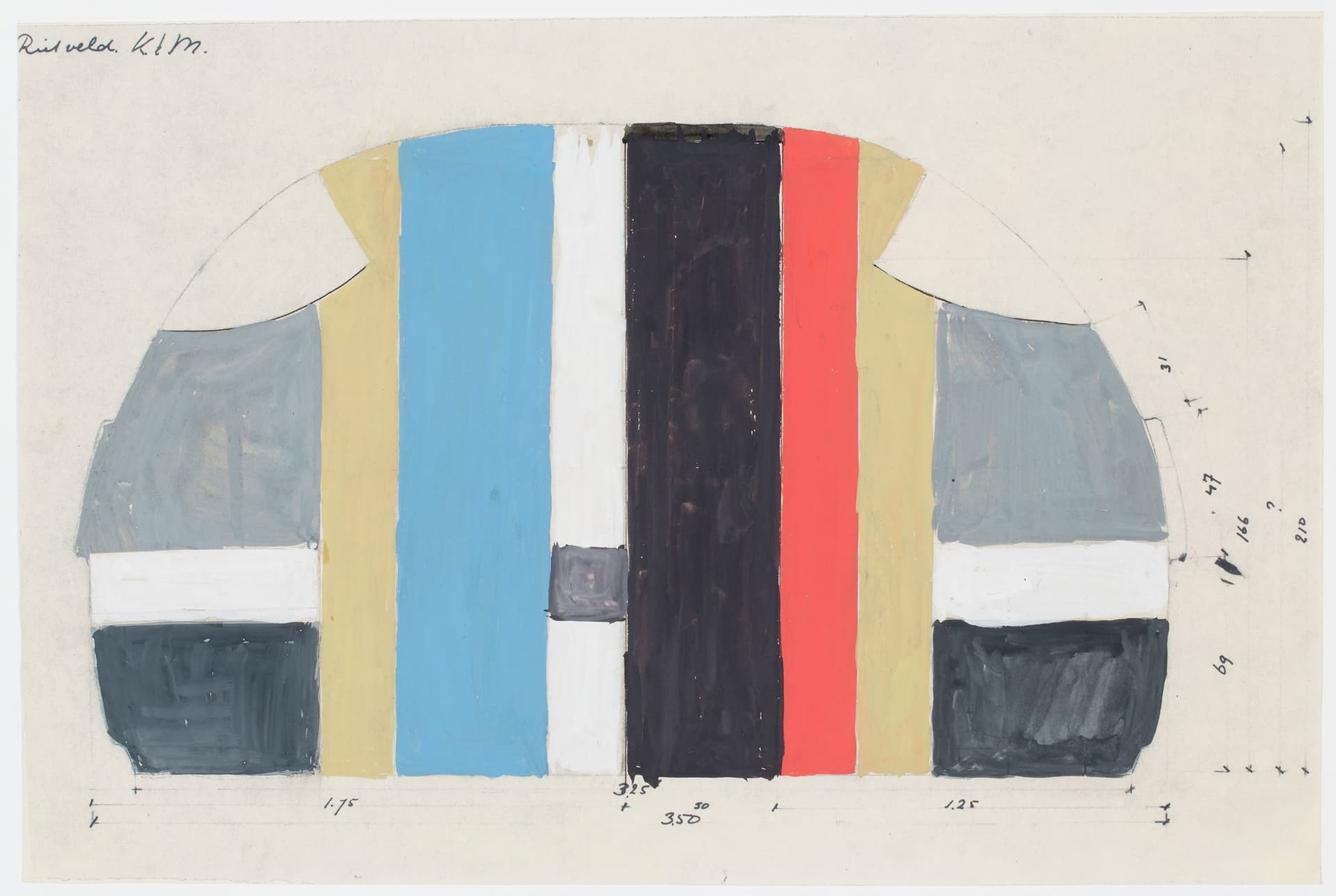 G. Th. Rietveld. Interieur voor Douglas DC 7 (Dakota) DC 8 en Lockheed Electra voor de K.L.M. 1957-1958. Collectie Het Nieuwe Instituut, RIET 547-13. Copyright Pictoright. 