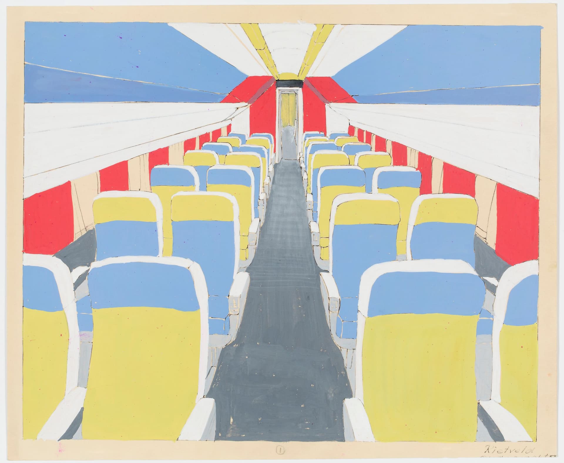 G. Th. Rietveld. Interieur voor Douglas DC 7 (Dakota) DC 8 en Lockheed Electra voor de K.L.M. 1957-1958. Collectie Het Nieuwe Instituut, RIET 547-22. Copyright Pictoright. 