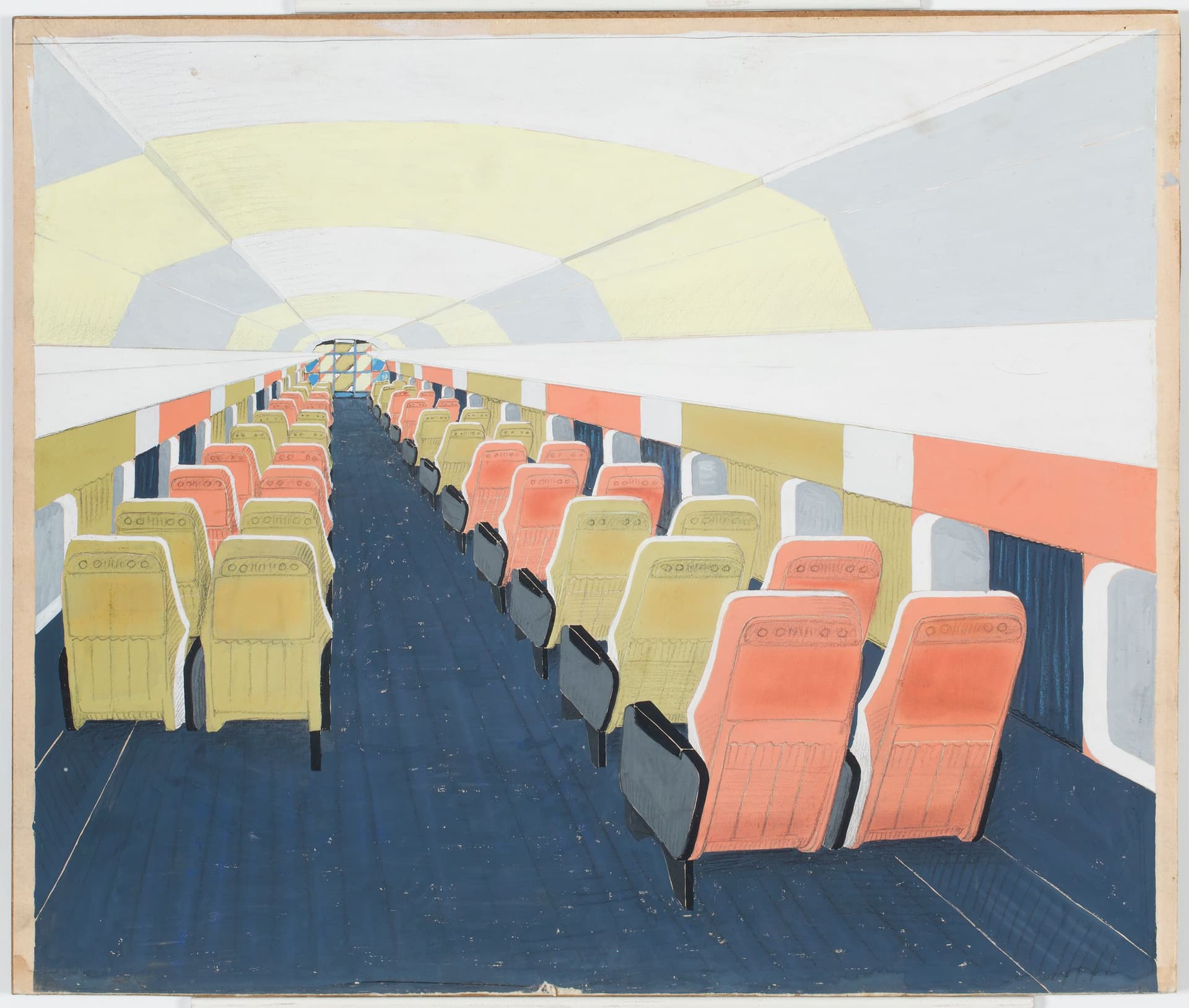 G. Th. Rietveld. Interieur voor Douglas DC 7 (Dakota) DC 8 en Lockheed Electra voor de K.L.M. 1957-1958. Collectie Het Nieuwe Instituut, RIET 547-27. Copyright Pictoright. 