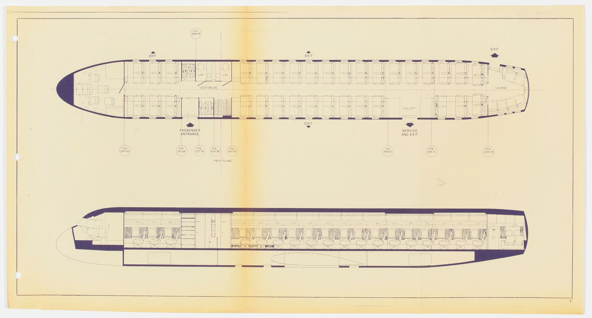 G. Th. Rietveld. Interieur voor Douglas DC 7 (Dakota) DC 8 en Lockheed Electra voor de K.L.M. 1957-1958. Collectie Het Nieuwe Instituut, RIET 549-2. Copyright Pictoright. 