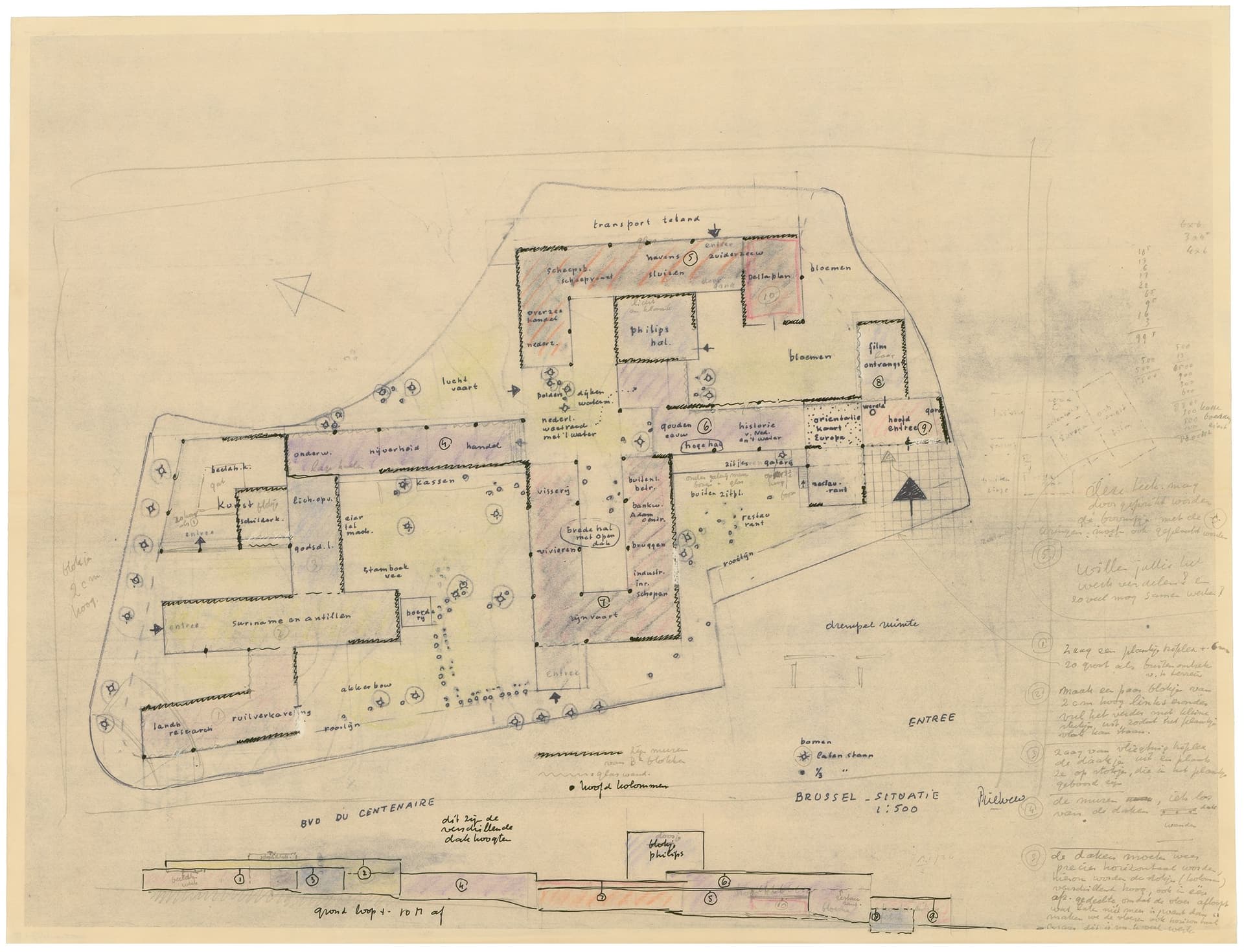  G. Rietveld. Floor plan Dutch pavilion Brussels, 1958. Collection Het Nieuwe Instituut, RIET 667-15 © Pictoright 