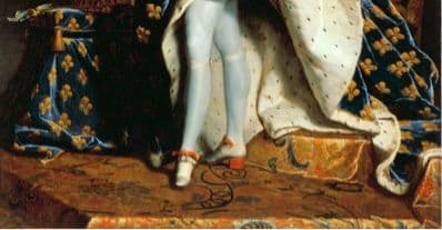 Lower cut out of Hyacinthe Rigaud, Louis XIV of France, 1701, oil on canvas, 277 x 194 cm., Musée d’Agesci 
Louis XIV Collection, Musée du Louvre ©