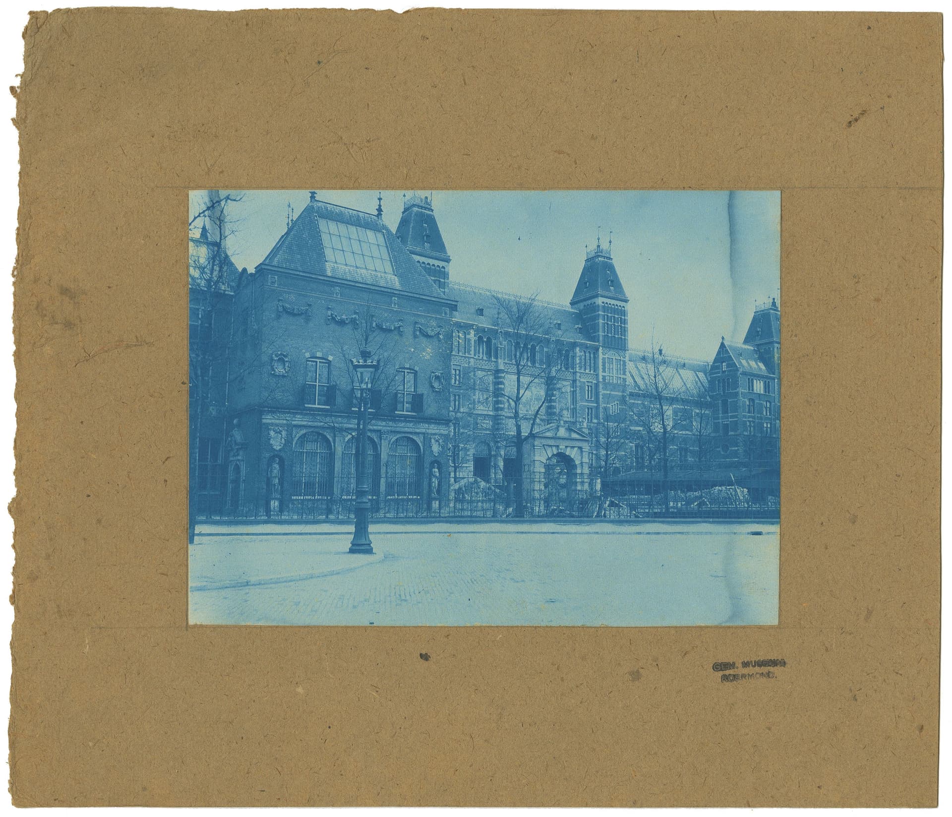 Het Nieuwe Instituut’s collection contains blueprints not only of architectural drawings and specifications, but also of architectural photographs. These two 19th-century examples of blueprint photographs are of the Rijksmuseum. The photog… 