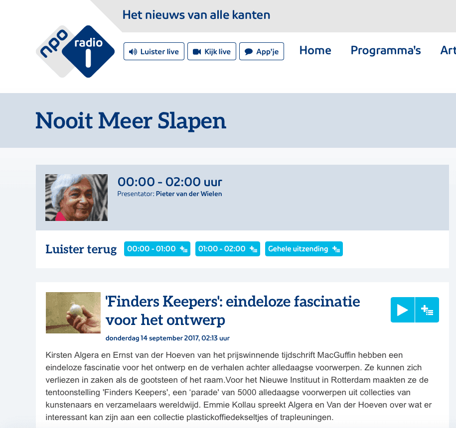 Nooit meer slapen about Finders Keepers, 14 September 2017