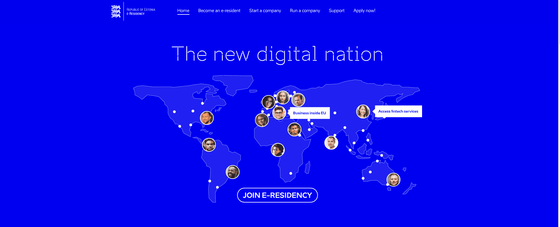 E-estonia, e-residency. Image: screen shot: https://e-resident.gov.ee/ 