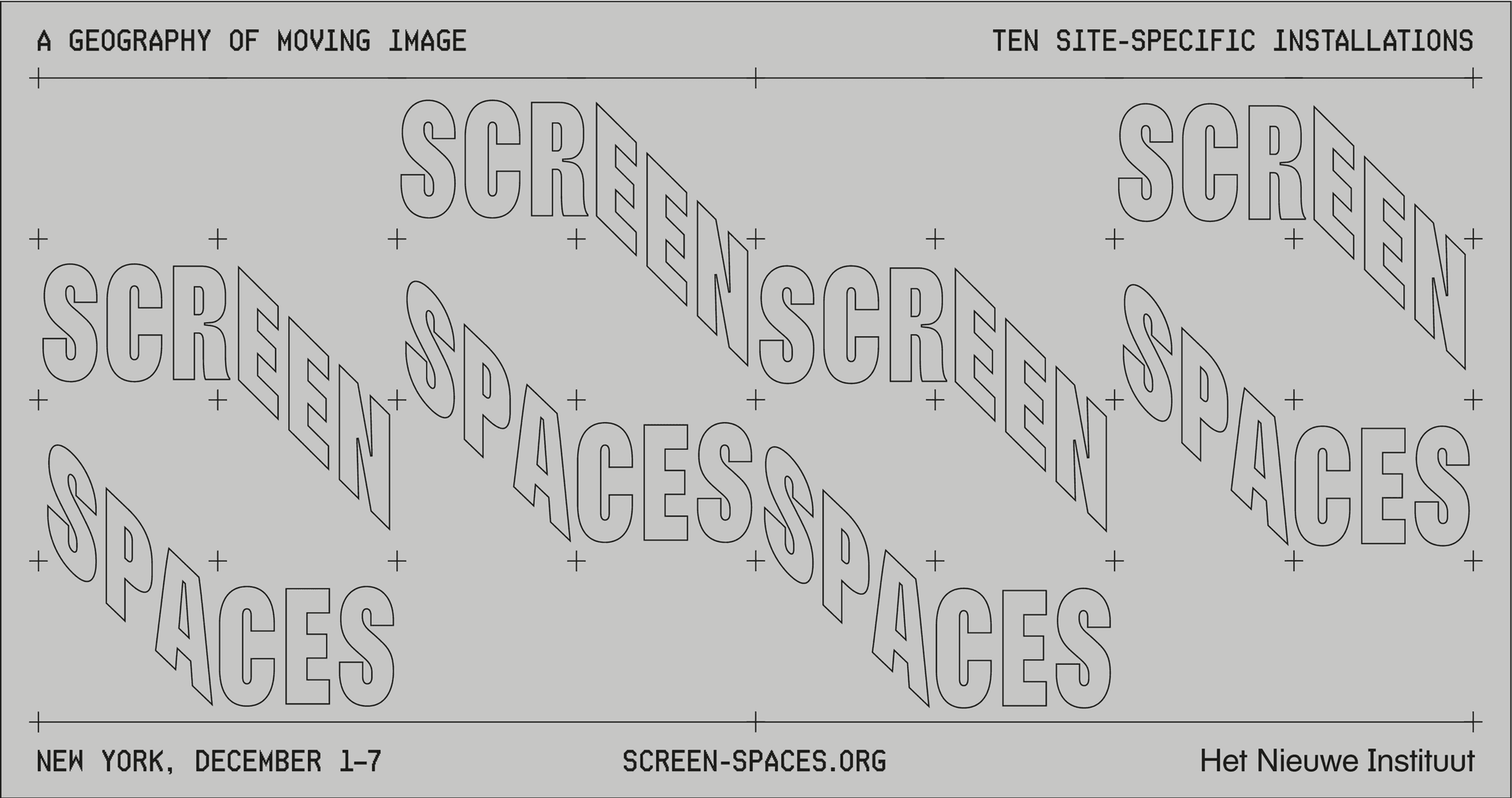 Screen Spaces, a geography of moving image. Graphic design: Koos Breen, 2018. 