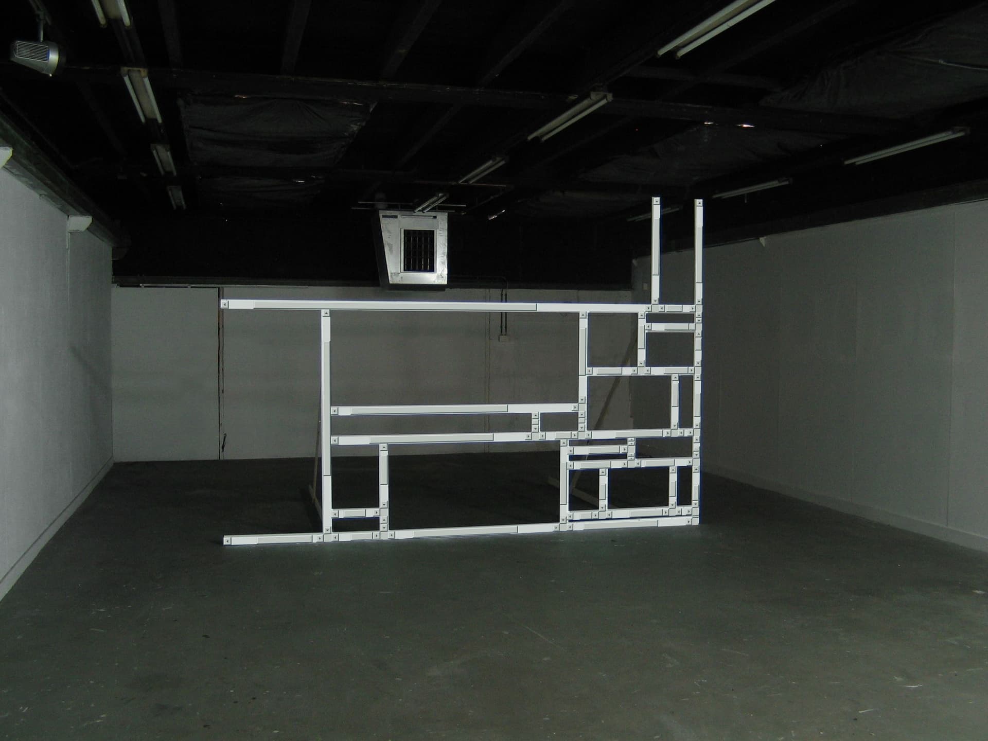 Jan Robert Leegte. Scrollbar Composition, 2005. HTML, JavaScript, computer projection, wooden construction. 