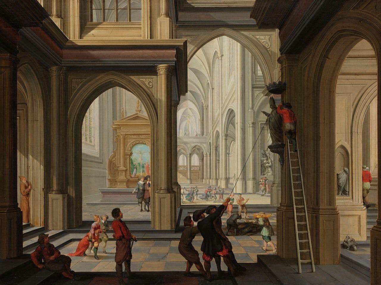 Outbreaks of iconoclasm during the Protestant Reformation in the Netherlands in August 1566. Dirck van Delen, Beeldenstorm in een kerk, 1630. Oil on panel, 50cm × 67cm. Courtesy of Rijksmuseum, Amsterdam.