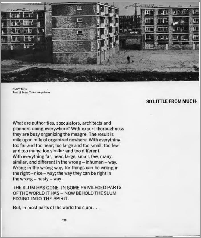  Page from: 'Aldo van Eyck, The Enigma of Vast Multiplicity', in Harvard Educational Review: Architecture and Education vol. 39 no. 4 1969. Images and texts in this article were used in installation Triennale di Milano 1968. 