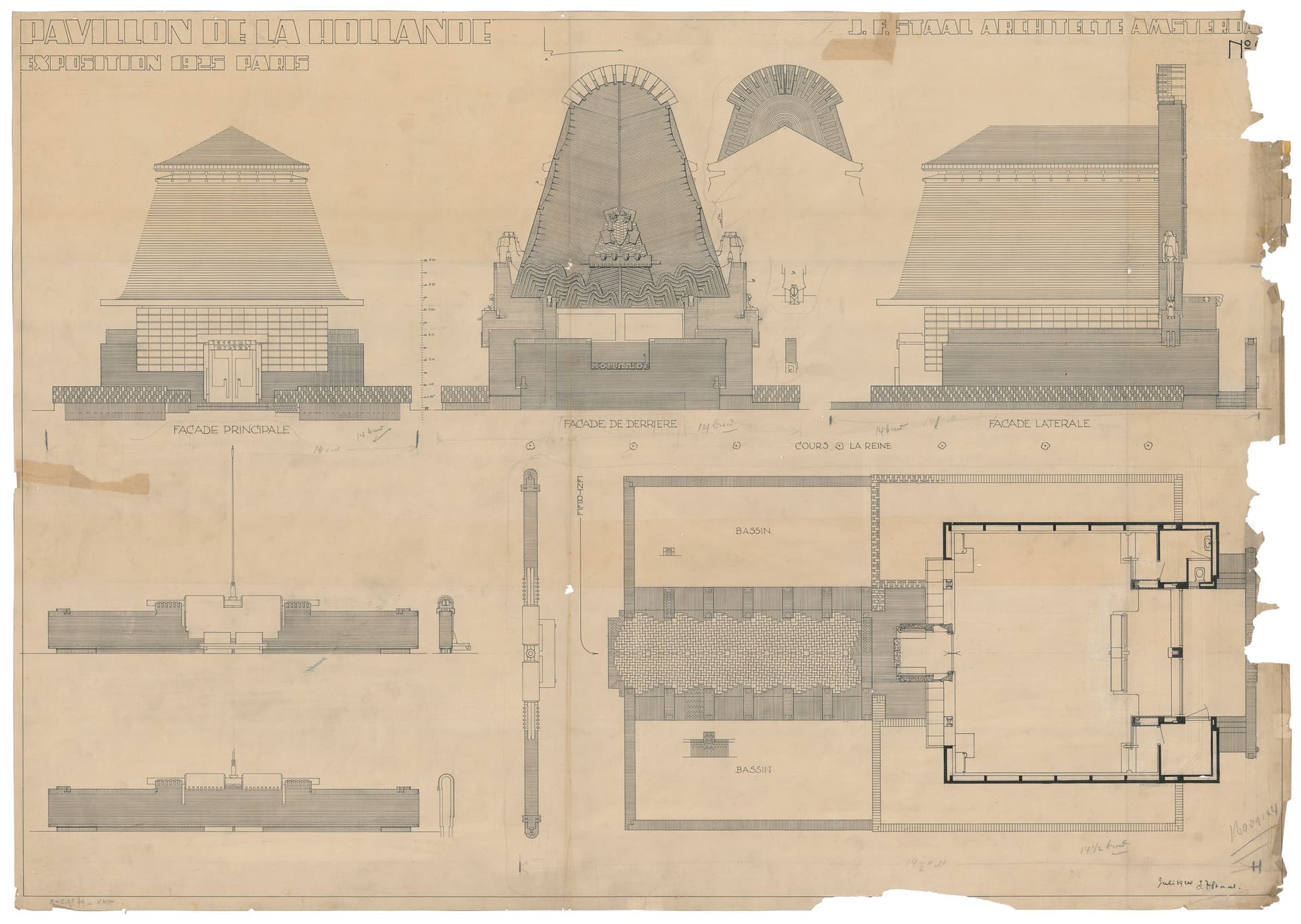 J.F. Staal. Ontwerp voor het Nederlandse paviljoen op de wereldtentoonstelling in Parijs 1925 