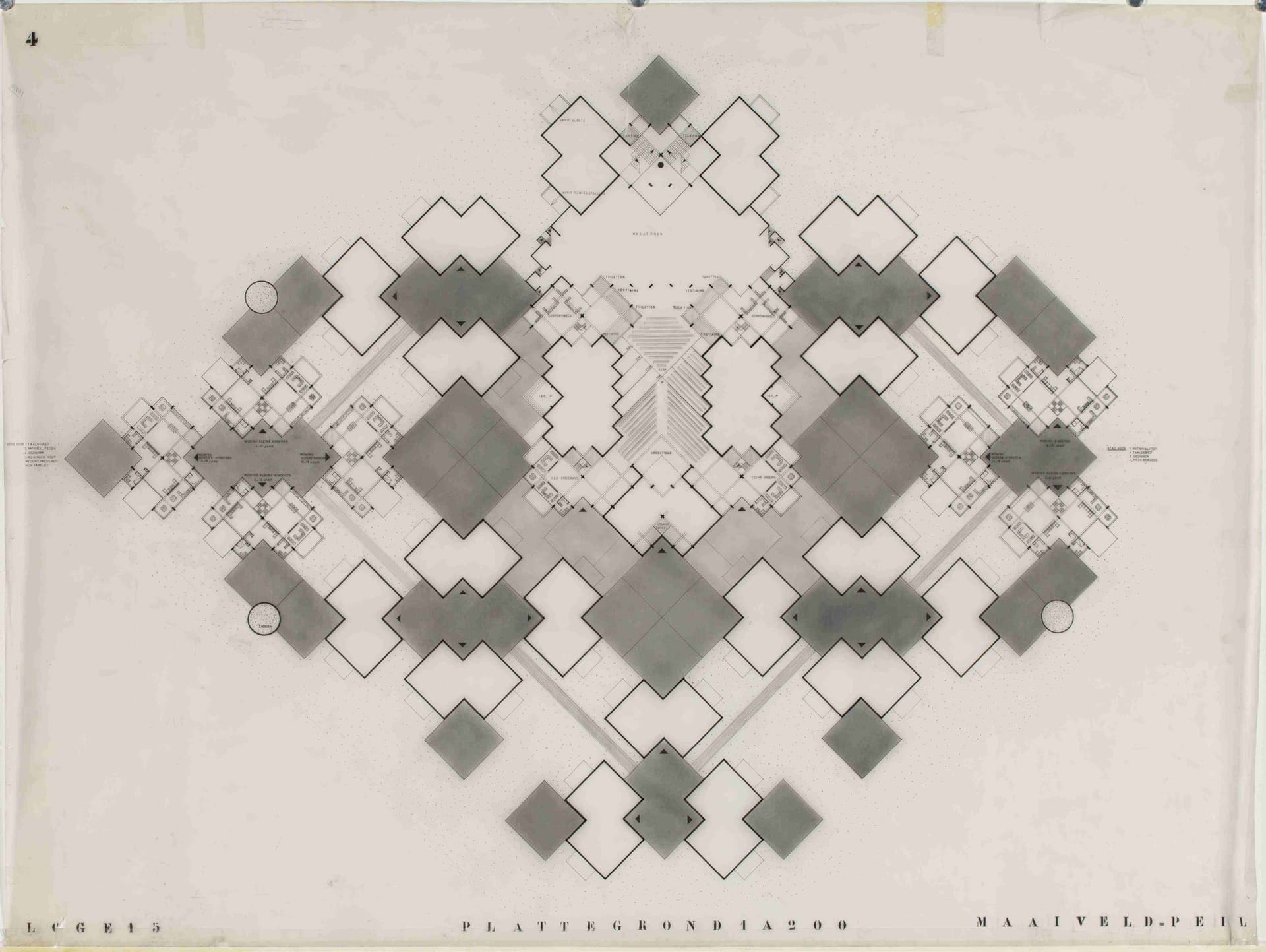  Joop van Stigt. Plan for an orphanage as part of the Prix de Rome (final round), 1962. Collection Het Nieuwe Instituut, STIG A1-2 