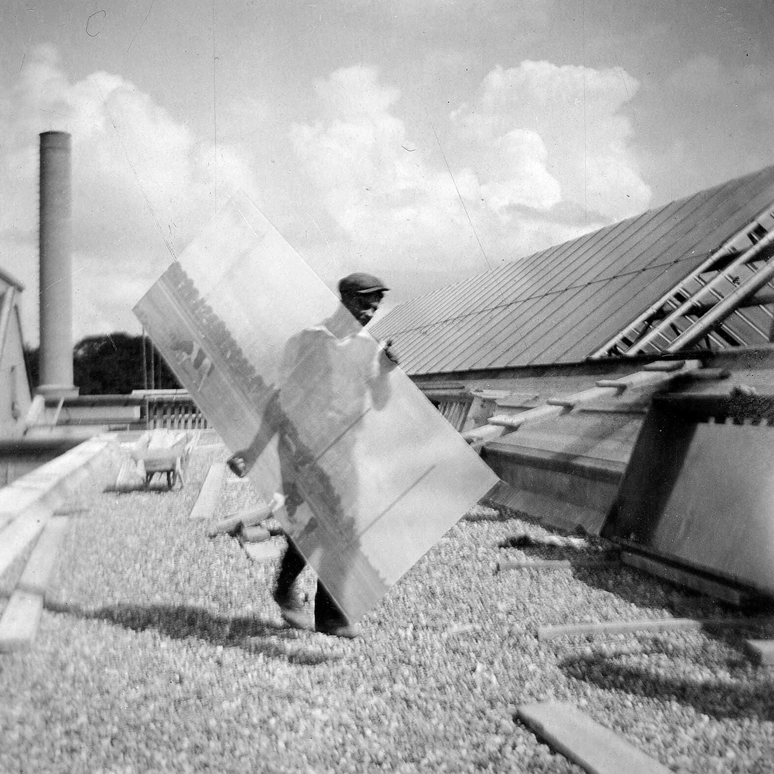 Guy Königstein. Schets voor een projectie op een foto uit het archief van architect H.P. Berlage. Collectie Het Nieuwe Instituut, Archief BERL 