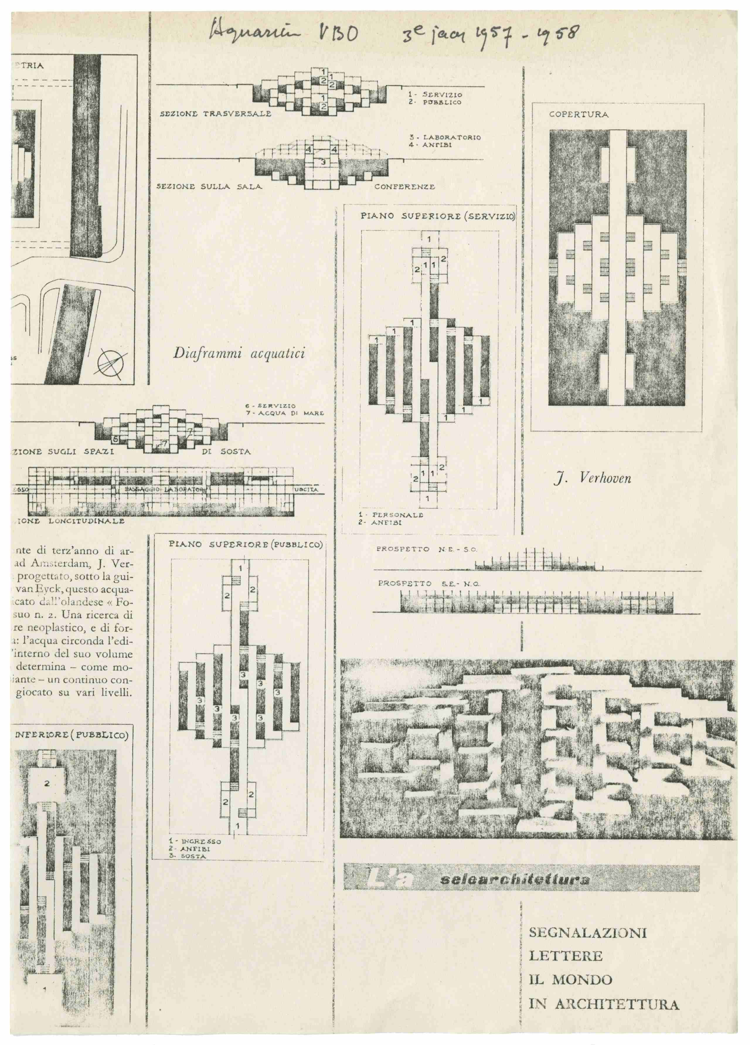  Jan Verhoeven. Design for an aquarium, Academie van Bouwkunst, Amsterdam, 1958. Lecturer: Aldo van Eyck. Collection Het Nieuwe Instituut, VERH d409-3 