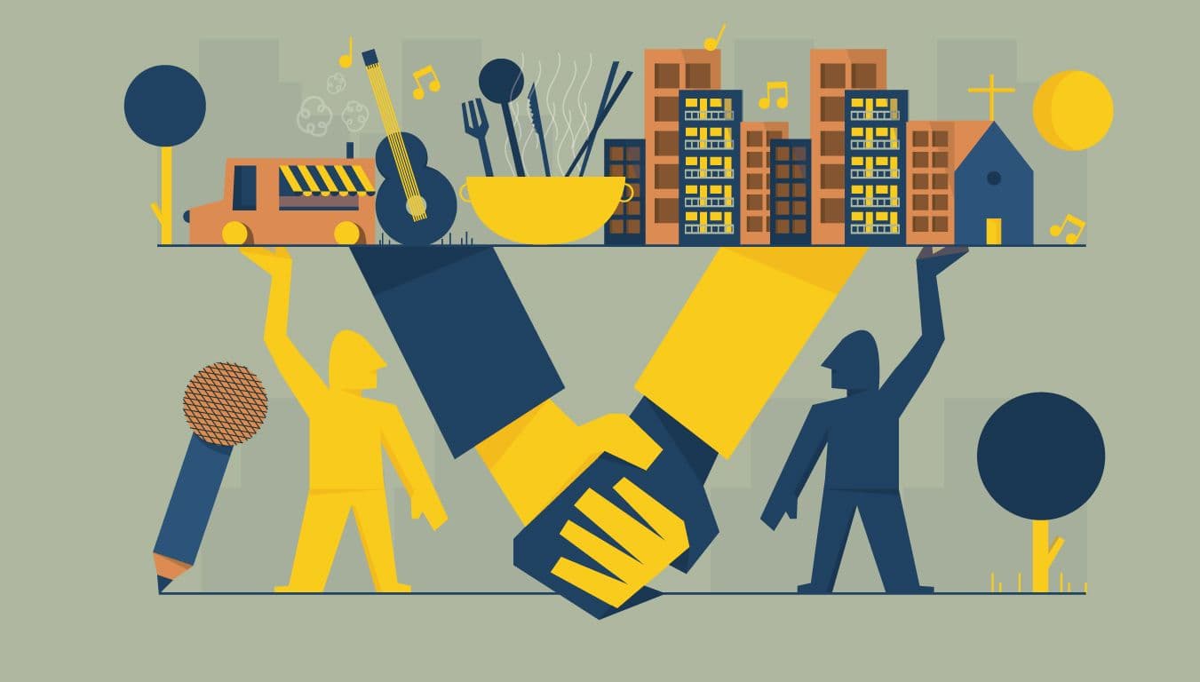 Vers Beton: illustration for editorial on 13 ways to support entrepreneurs during the corona crisis, 13-03-2020. Image: Michael van Kekem. 