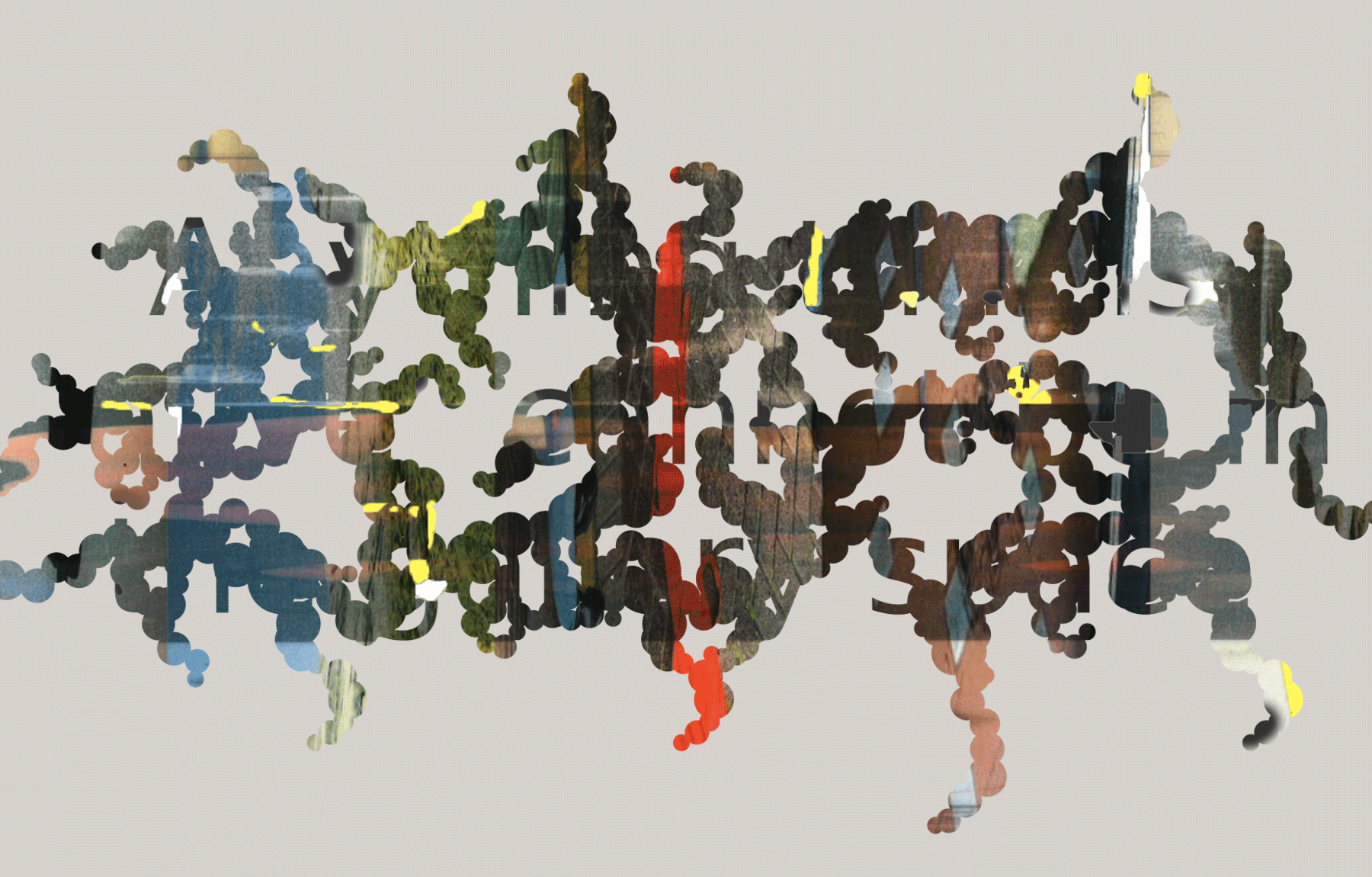 A text grows on the screen, the text reads Anything that is alive cannot be in the gallery space