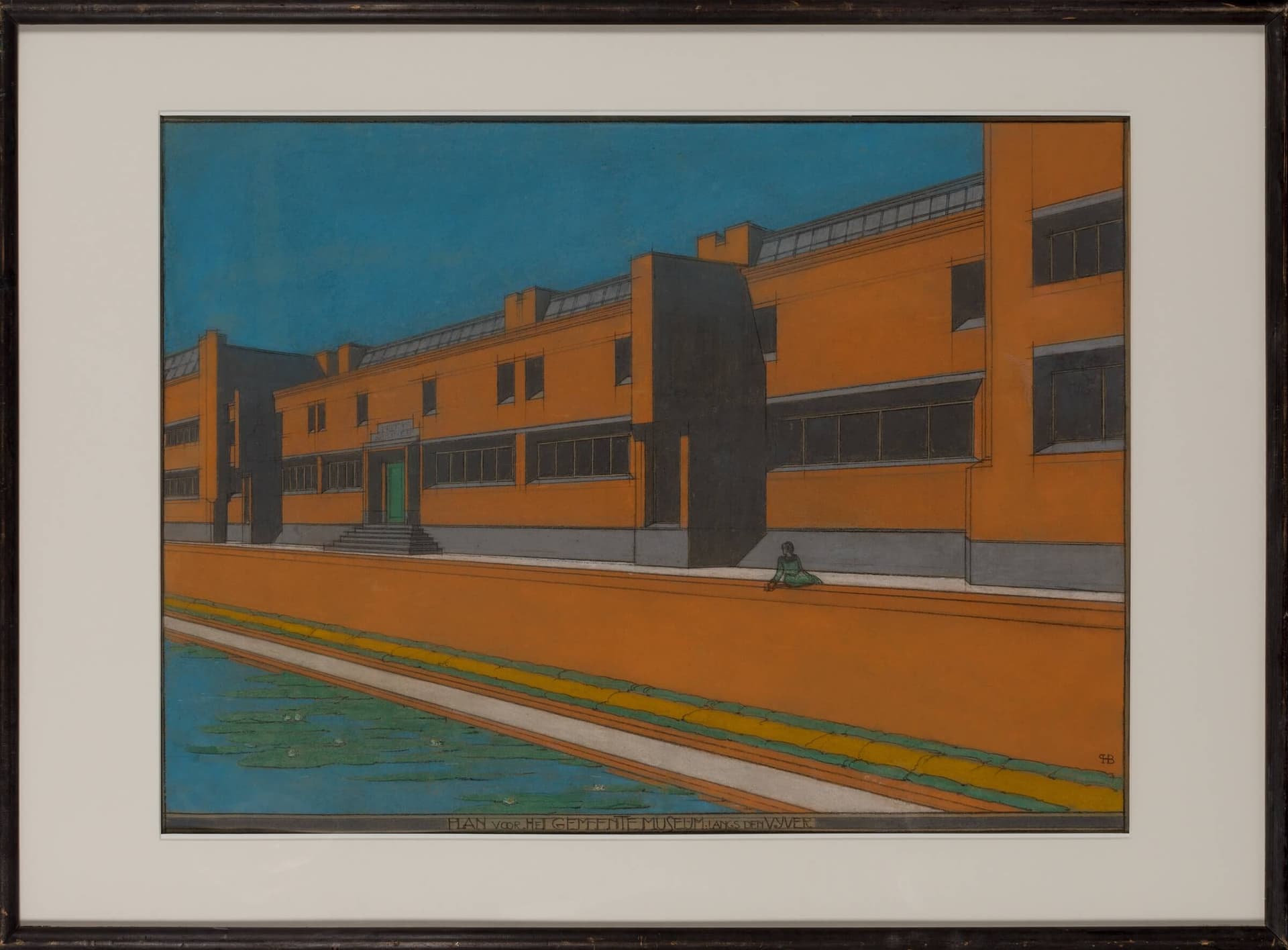 H. P. Berlage. Plan voor het Gemeentemuseum: langs den vijver, 1920. Collectie Het Nieuwe Instituut, BERL159p7