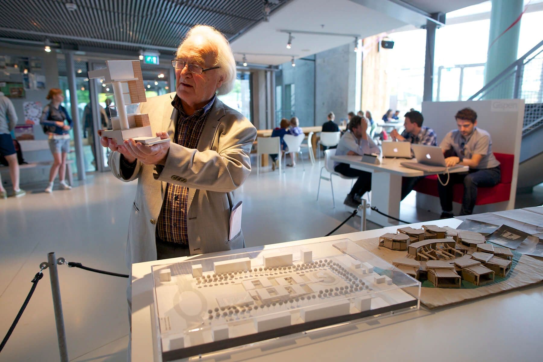 Architect Herman Hertzberger with one of the models from his archive. Photo Carel van Hees 