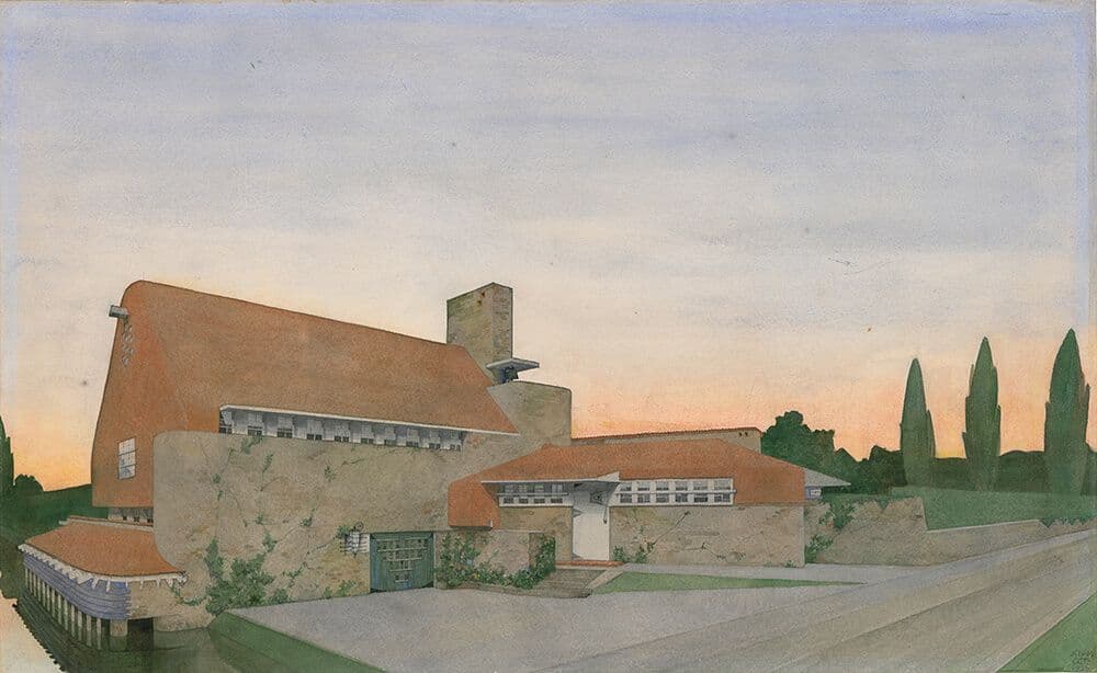 Michel de Klerk. Ontwerp voor een woonhuis met boothuis, Wassenaar, 1923. 