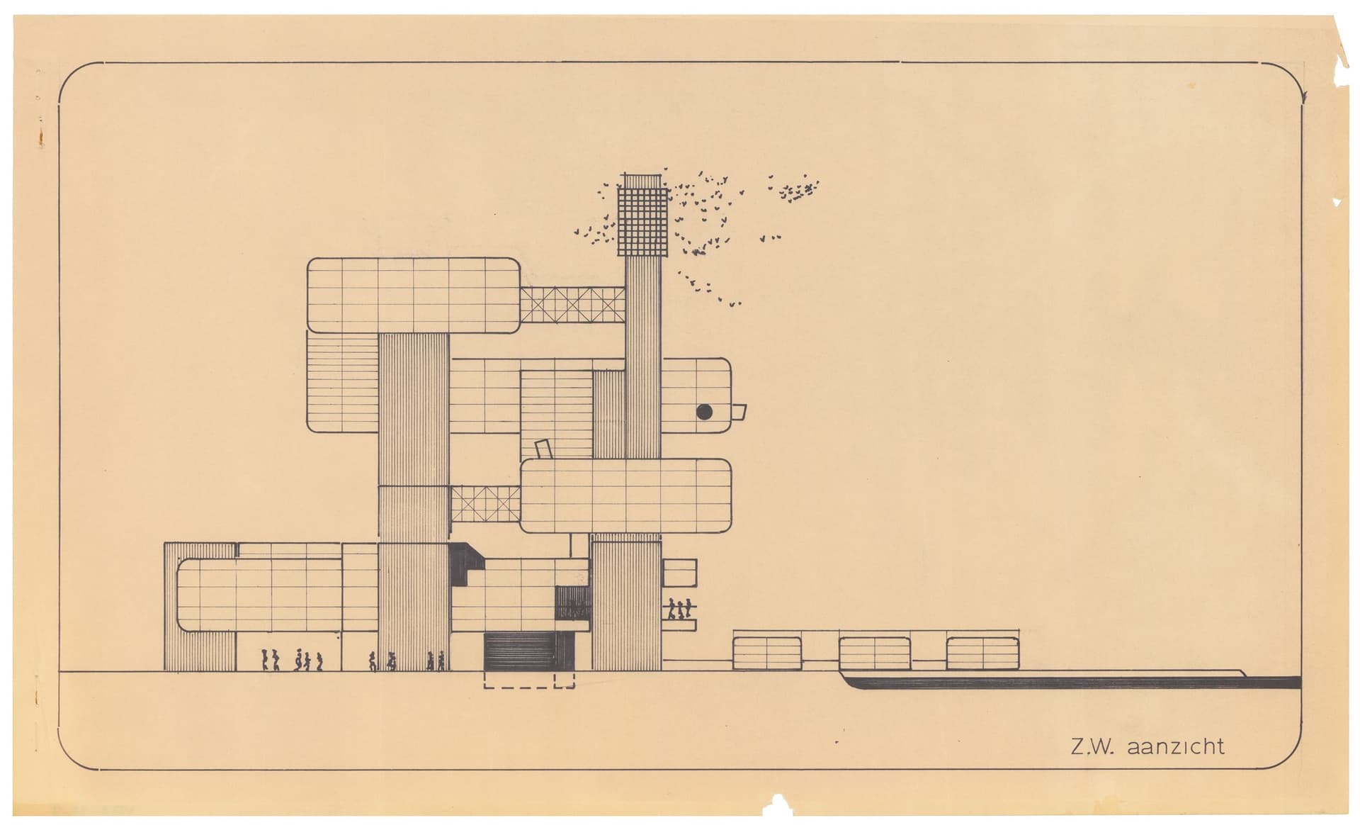  C. Weeber. Aanzicht Nederlands paviljoen Osaka, 1970. Collectie Het Nieuwe Instituut, WEEB 138-11 