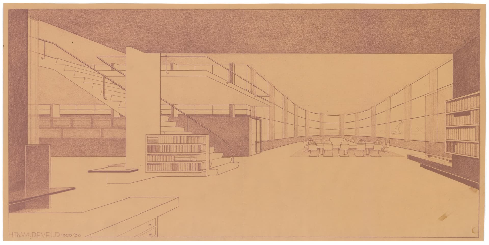 This diazotype of a perspective drawing is from when the diazo technique was still relatively new. Since so much depended on it, namely obtaining the client’s approval, the quality had to be high. Therefore, a professional photoreproductio… 