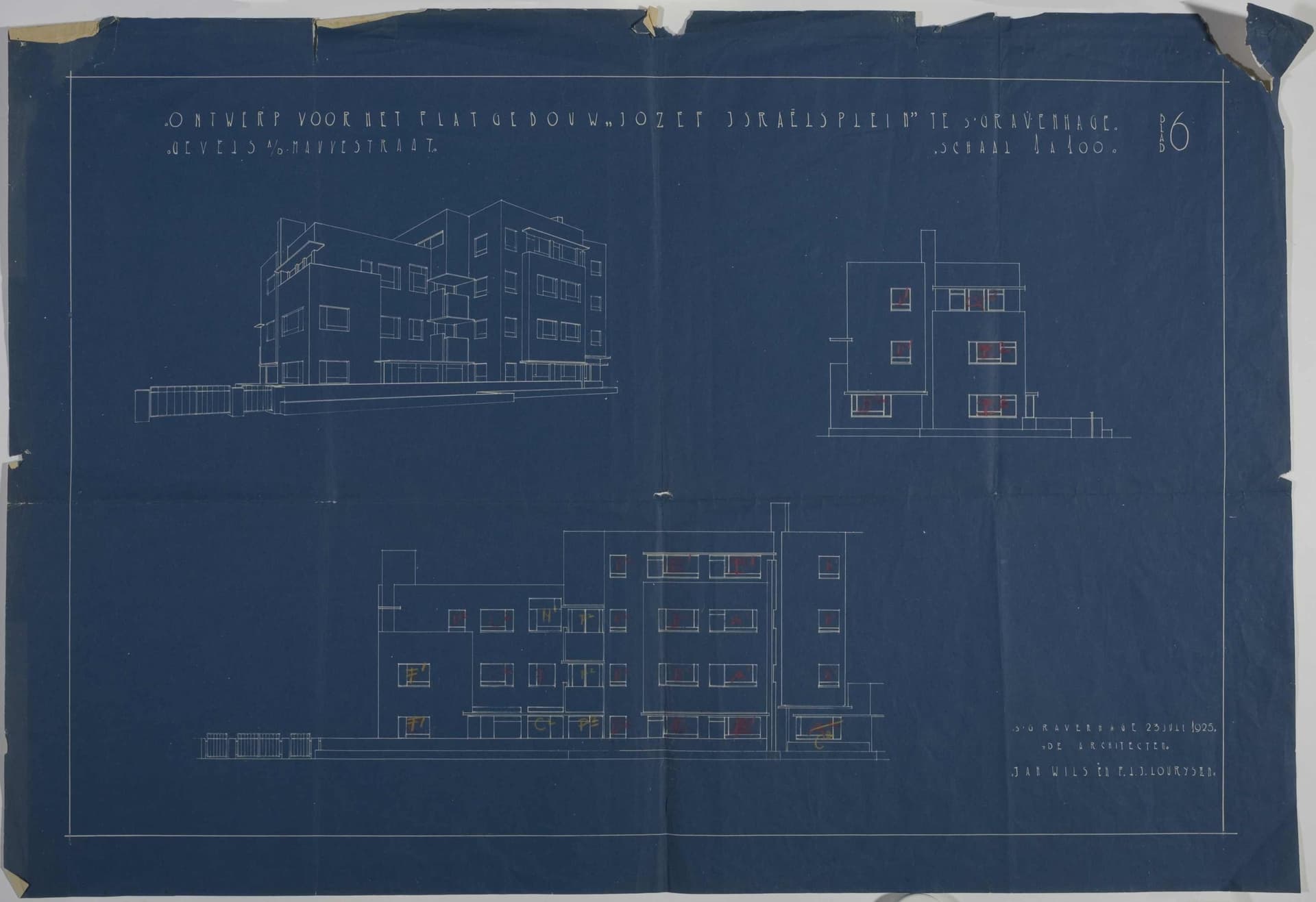 Jan Wils, F.L.J. Lourijsen, Service flats on Jozef Israëlsplein, The Hague, 1925-1926. Collection: Het Nieuwe Instituut, WILS 35-1 