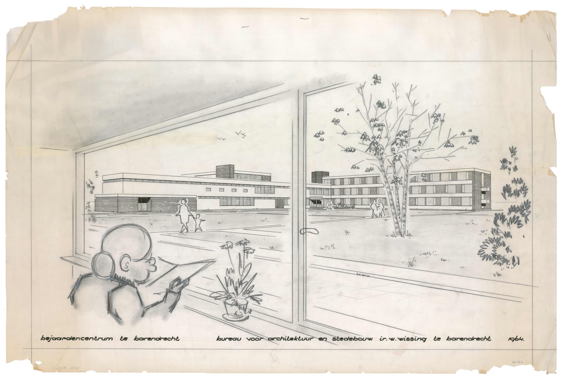  W. Wissing, Bejaardentehuis Borgstede, Barendrecht, 1957-1974. Opdrachtgever: Nederlandse Centrale voor Huisvesting van Bejaarden. Collectie Het Nieuwe Instituut, WISS r67-1 