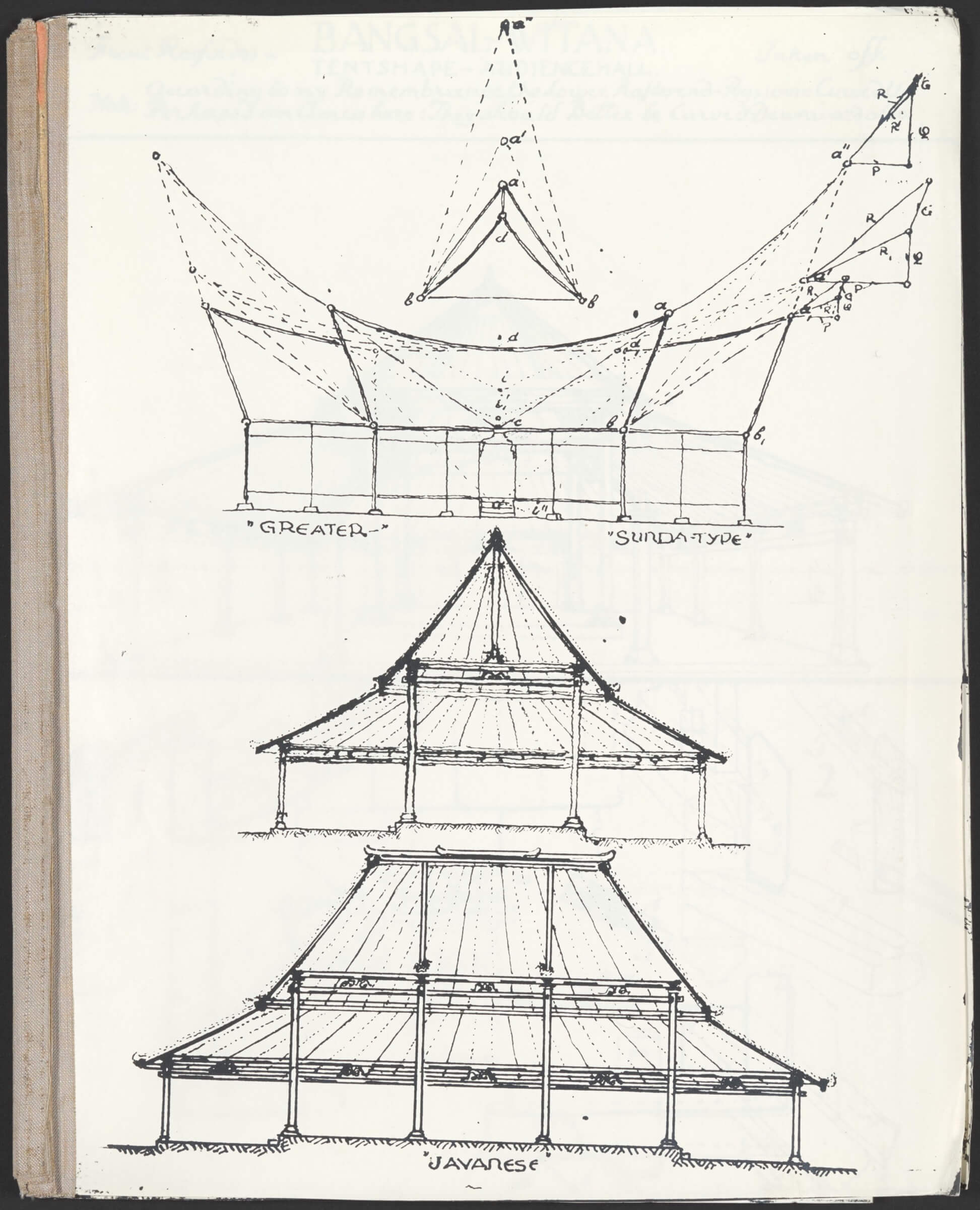 Henri Maclaine Pont. Pagina uit het manuscript "Inverted Gothic Building, a result of investigations and preliminary tests on Java." 1956. Collectie Het Nieuwe Instituut, archief MACL 28 