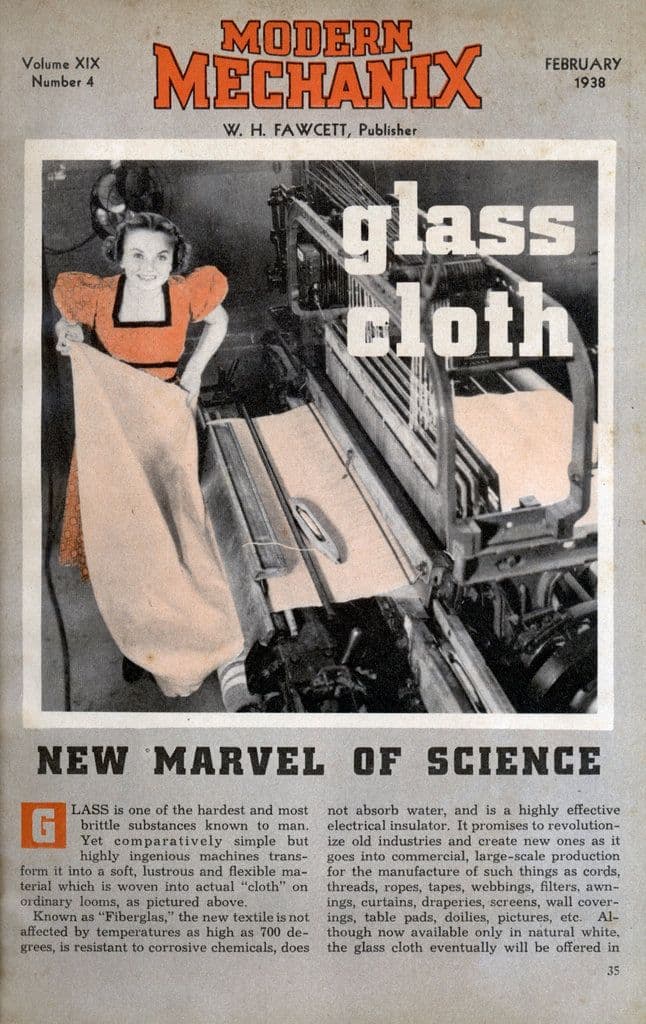 Modern Mechanixs, Glass Cloth, 1938 