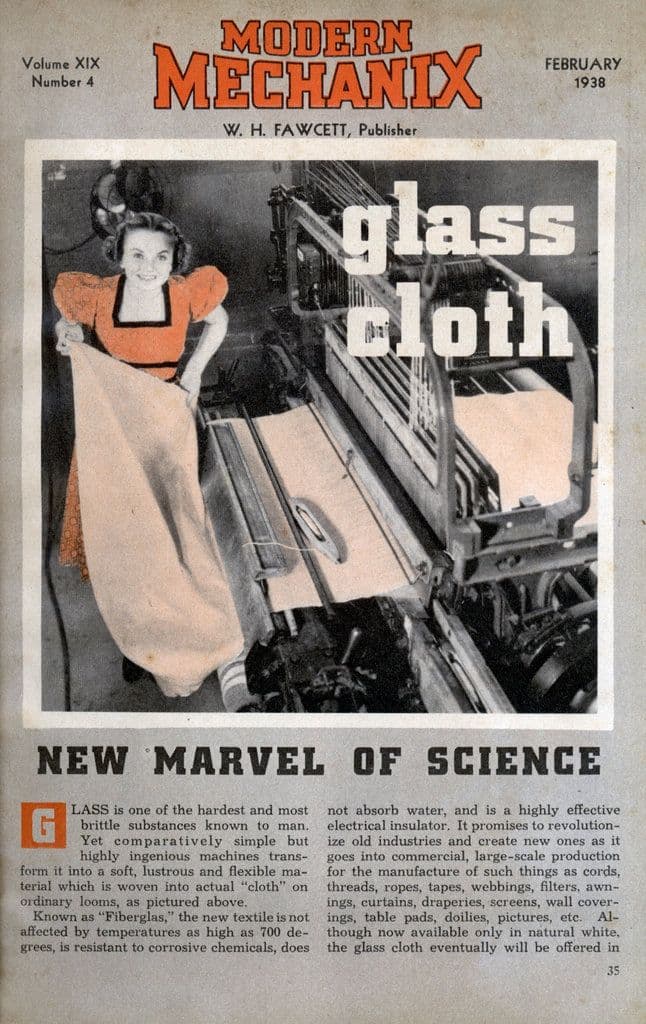 Modern Mechanixs, Glass Cloth, 1938 