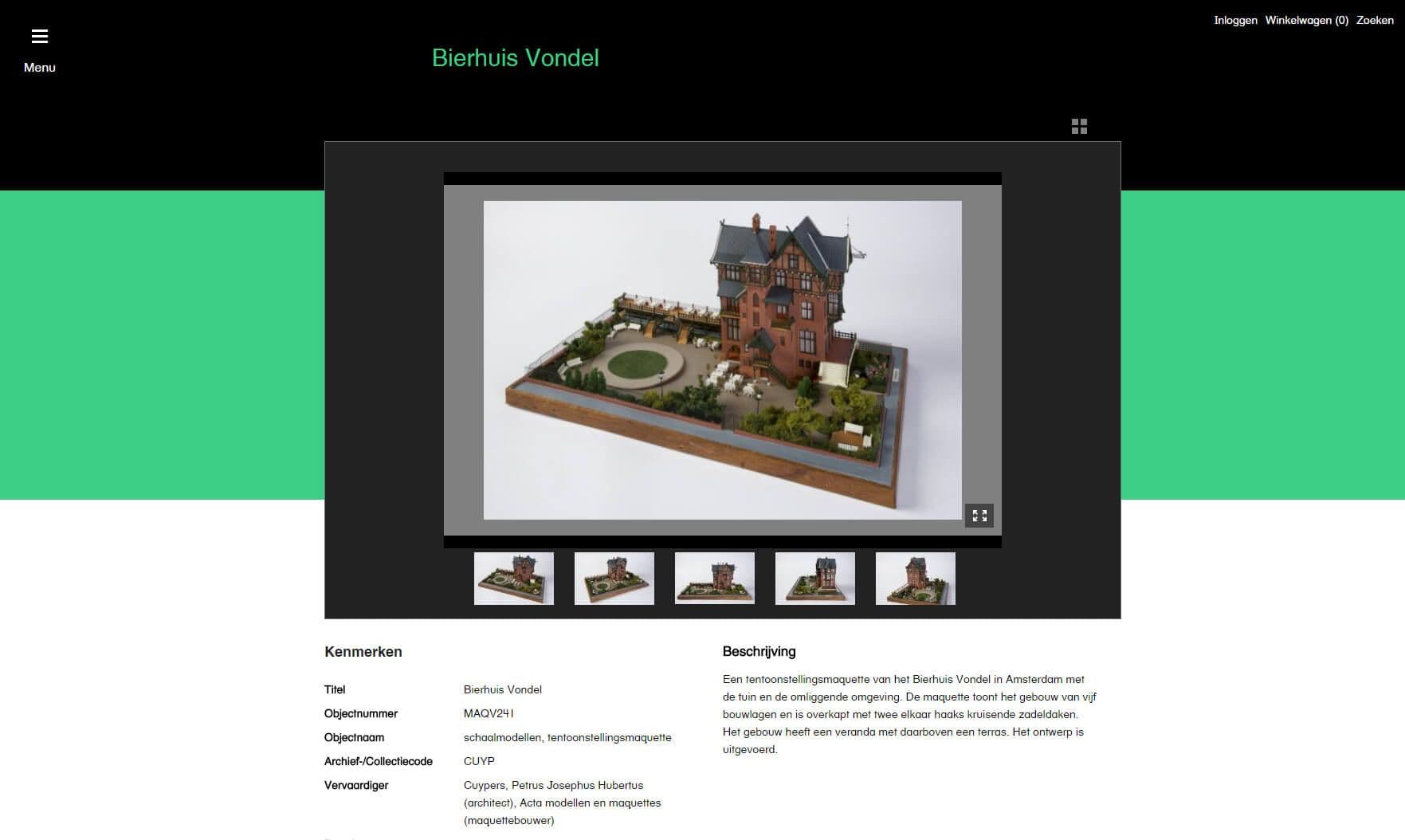 Maquettefoto's van Bierhuis Vondel in het Zoekportaal 