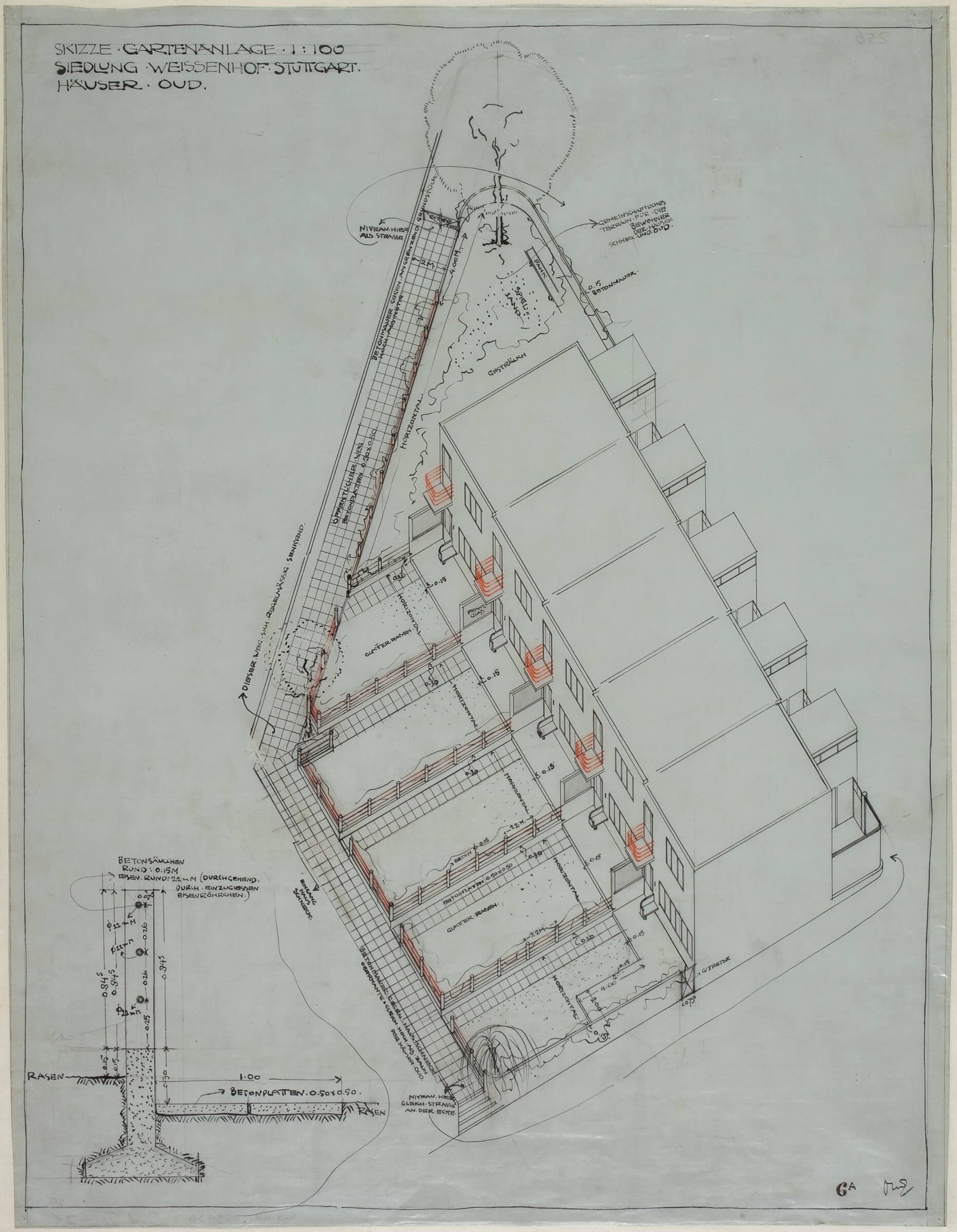 J.J.P. Oud. Woningen Weissenhofsiedlung, Stuttgart, 1927 