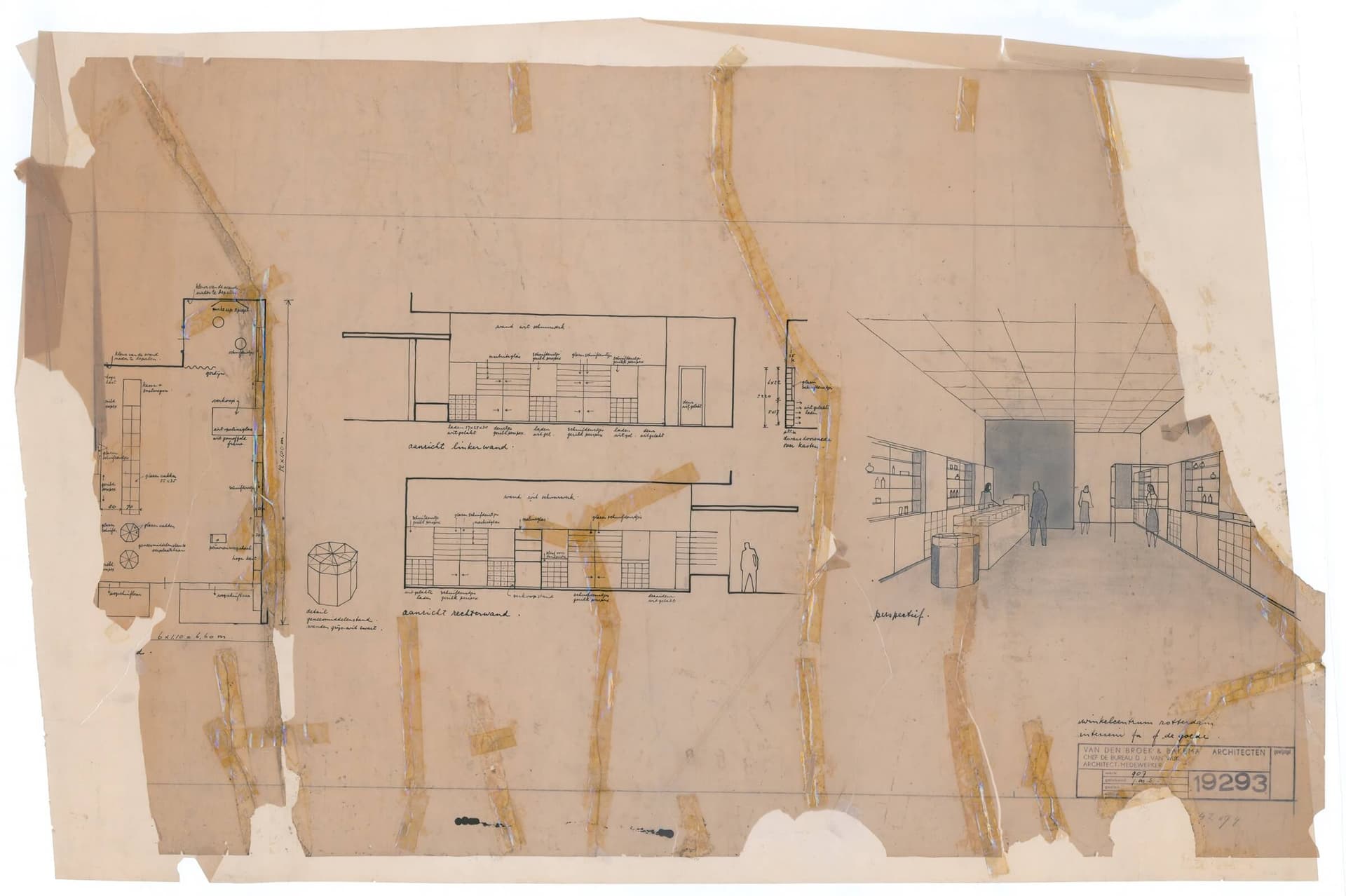 Van den Broek en Bakema. Winkelcentrum Lijnbaan, Rotterdam, ca. 1953. Collectie Het Nieuwe Instituut, BROX 907t21 