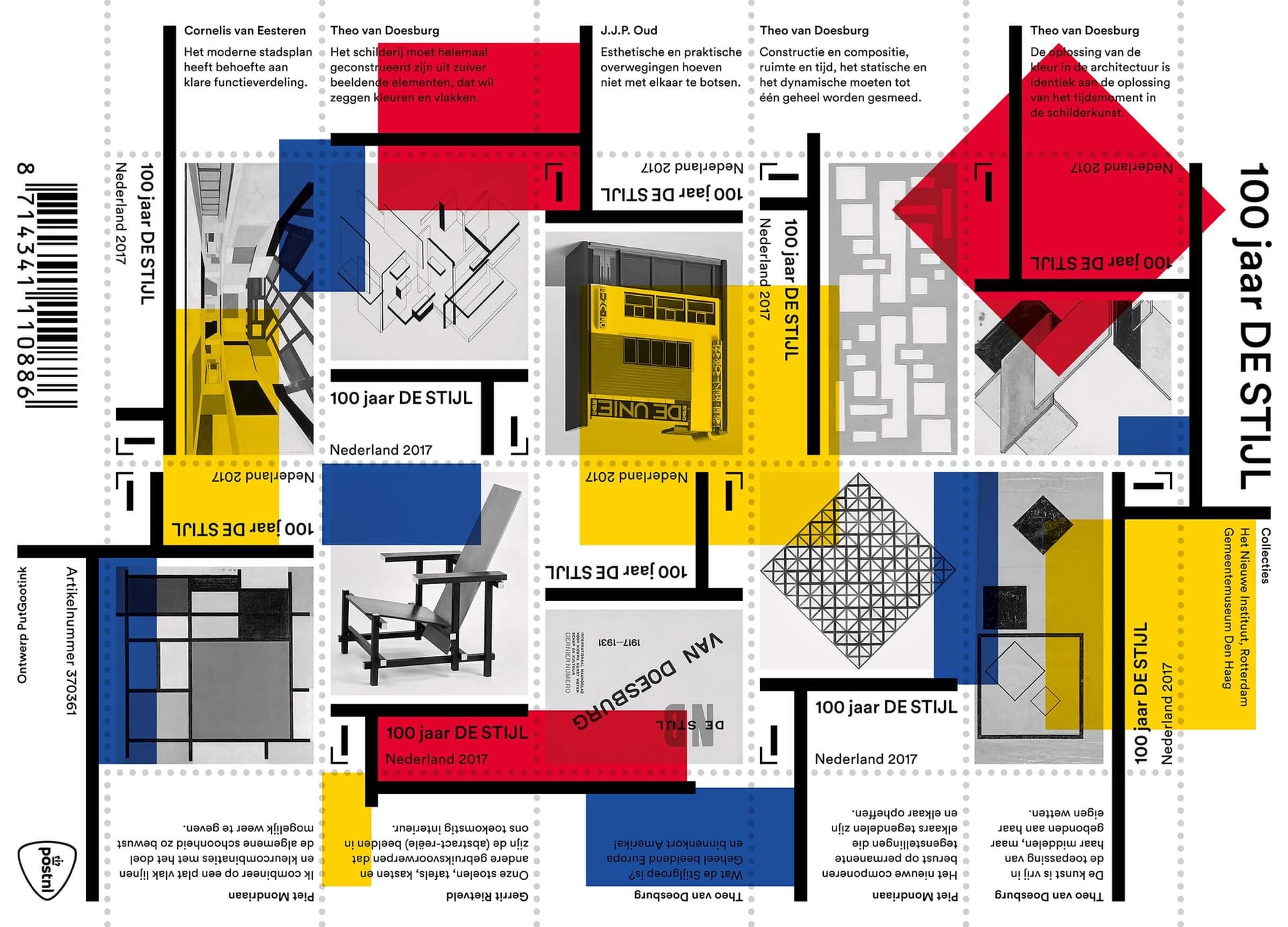 Postage stamps '100 Years of De Stijl' 