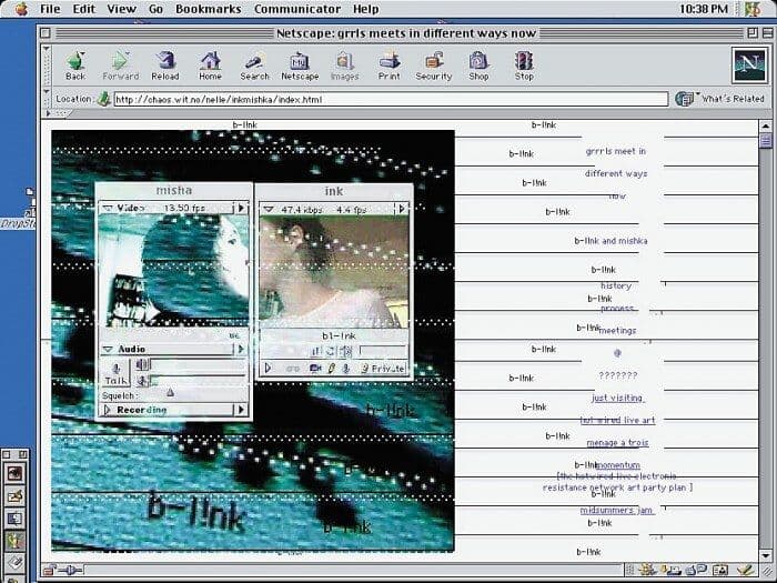 Screenshot van Michelle Teran en Ellen Røed's Grrls Meet in Different Ways Now, (2000).