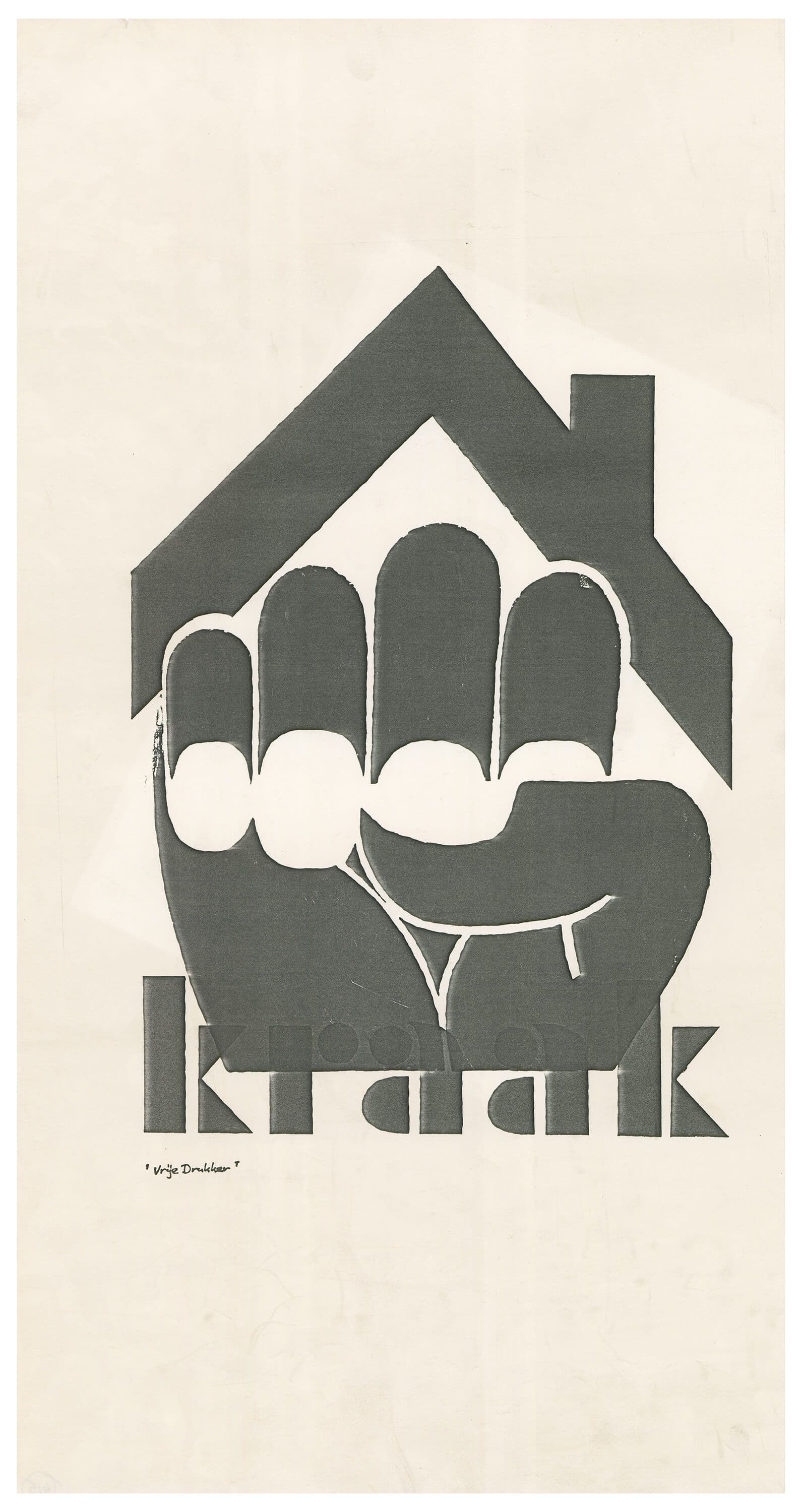 Kraak. Affiche uit het archief van Stichting Goed Wonen. Vervaardigd door Vrije Drukker, 1985. Collectie Het Nieuwe Instituut, AFFV 415. Beeld uit het onderzoek van Femke Dekker. 