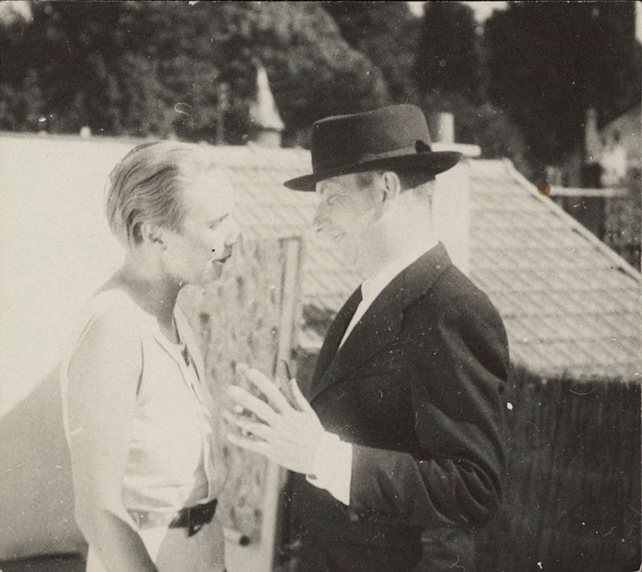 Nelly van Doesburg and Hans Arp on the roof of the house in Meudon,  ca. 1933. Collection RKD. Archive of Theo and Nelly van Doesburg. 
