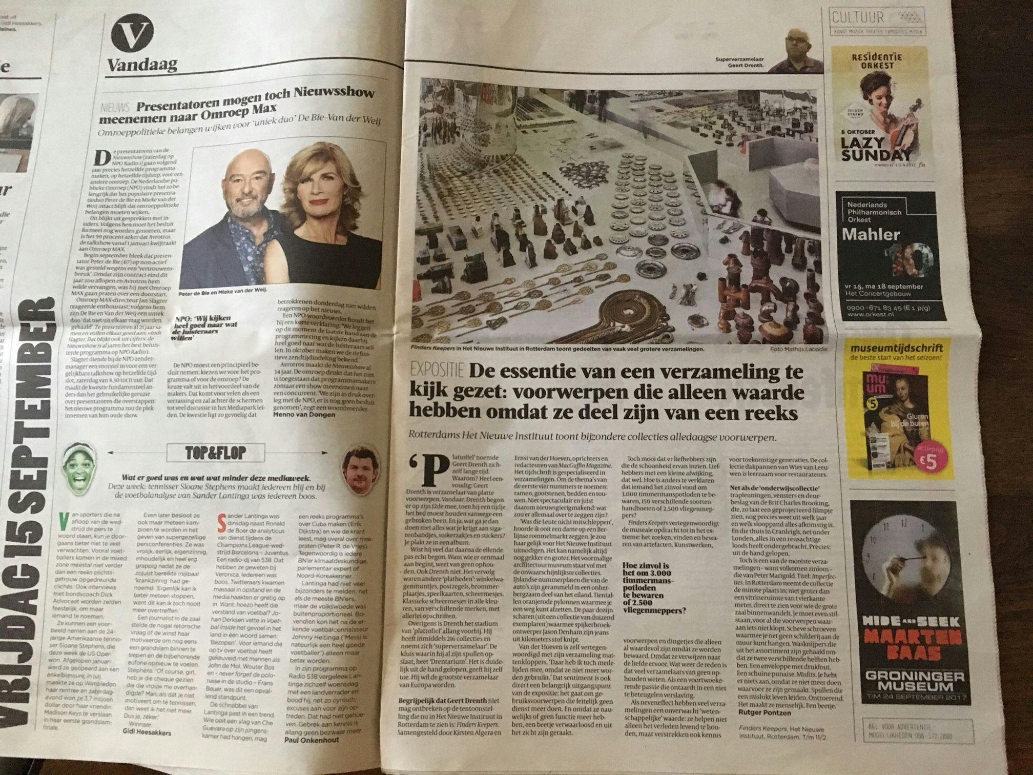 Finders Keepers in de Volkskrant, 15 September 2017