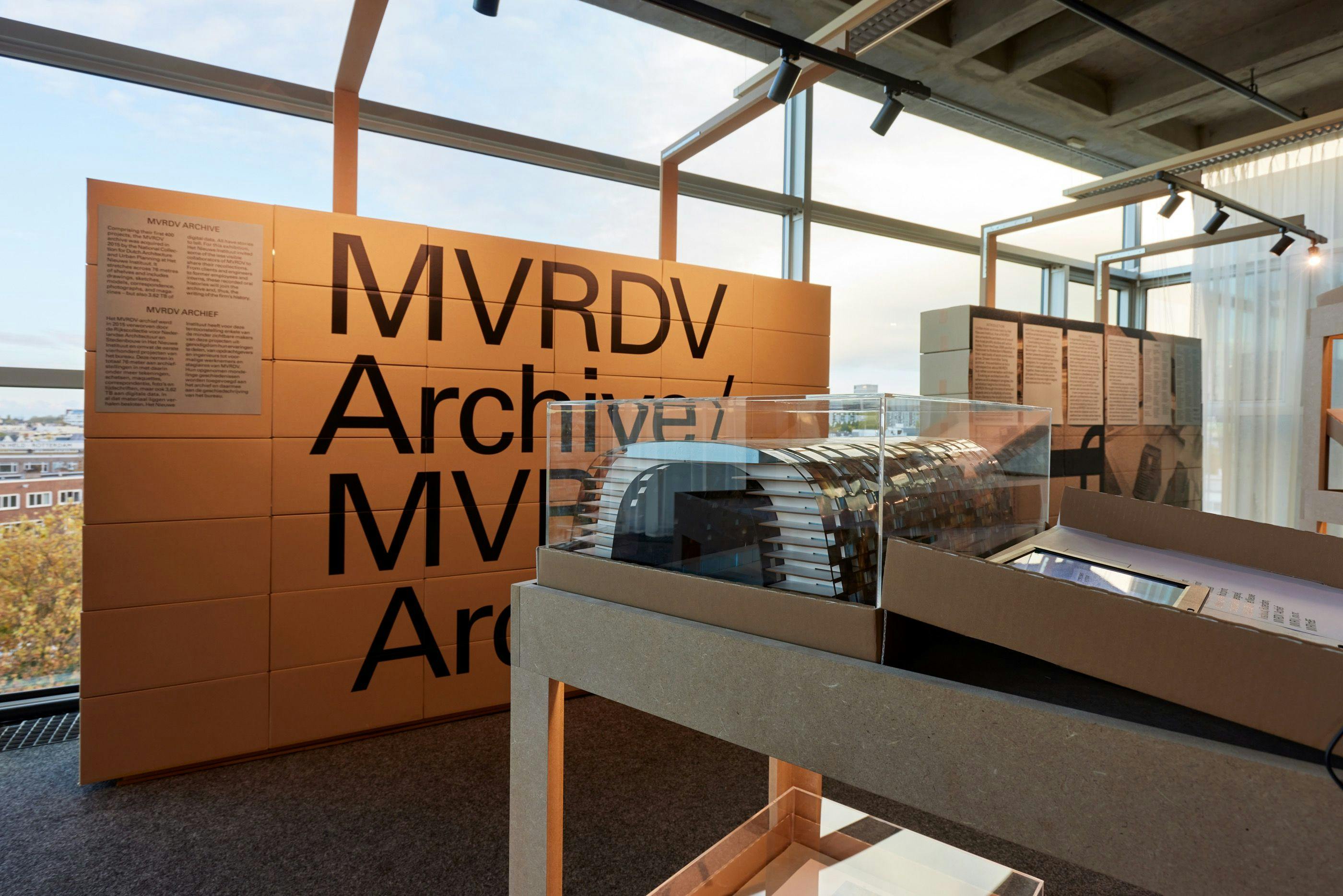 Impression of the exhibition MVRDVHNI: The Living Archive of a Studio, Het Nieuwe Instituut 2021-2022. Photo by Aad Hoogendoorn