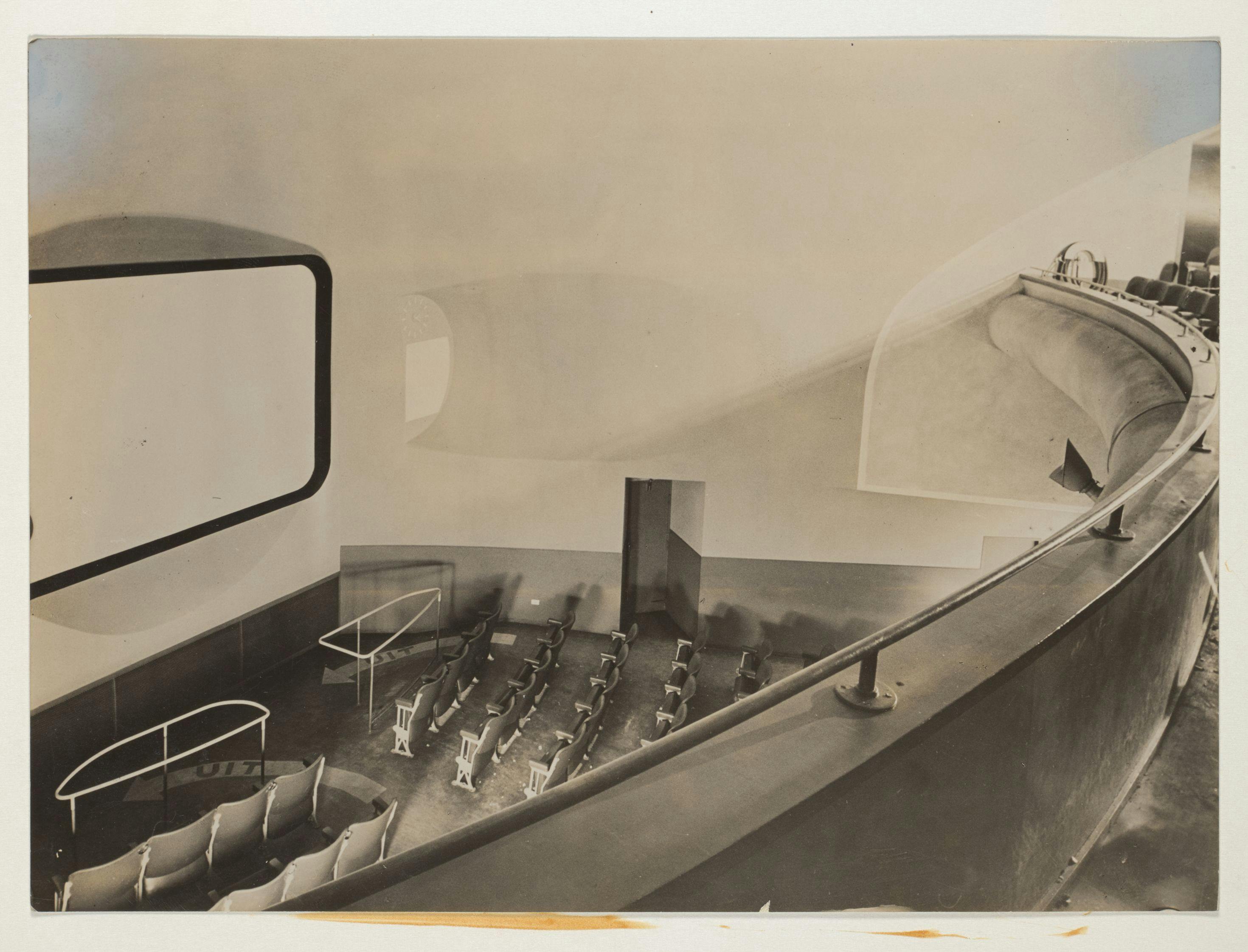 Black and white photo of cinema interior