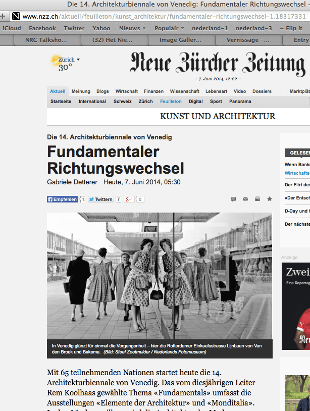  Neue Zuricher Zeitung, beeld uit Open: A Bakema Celebration 