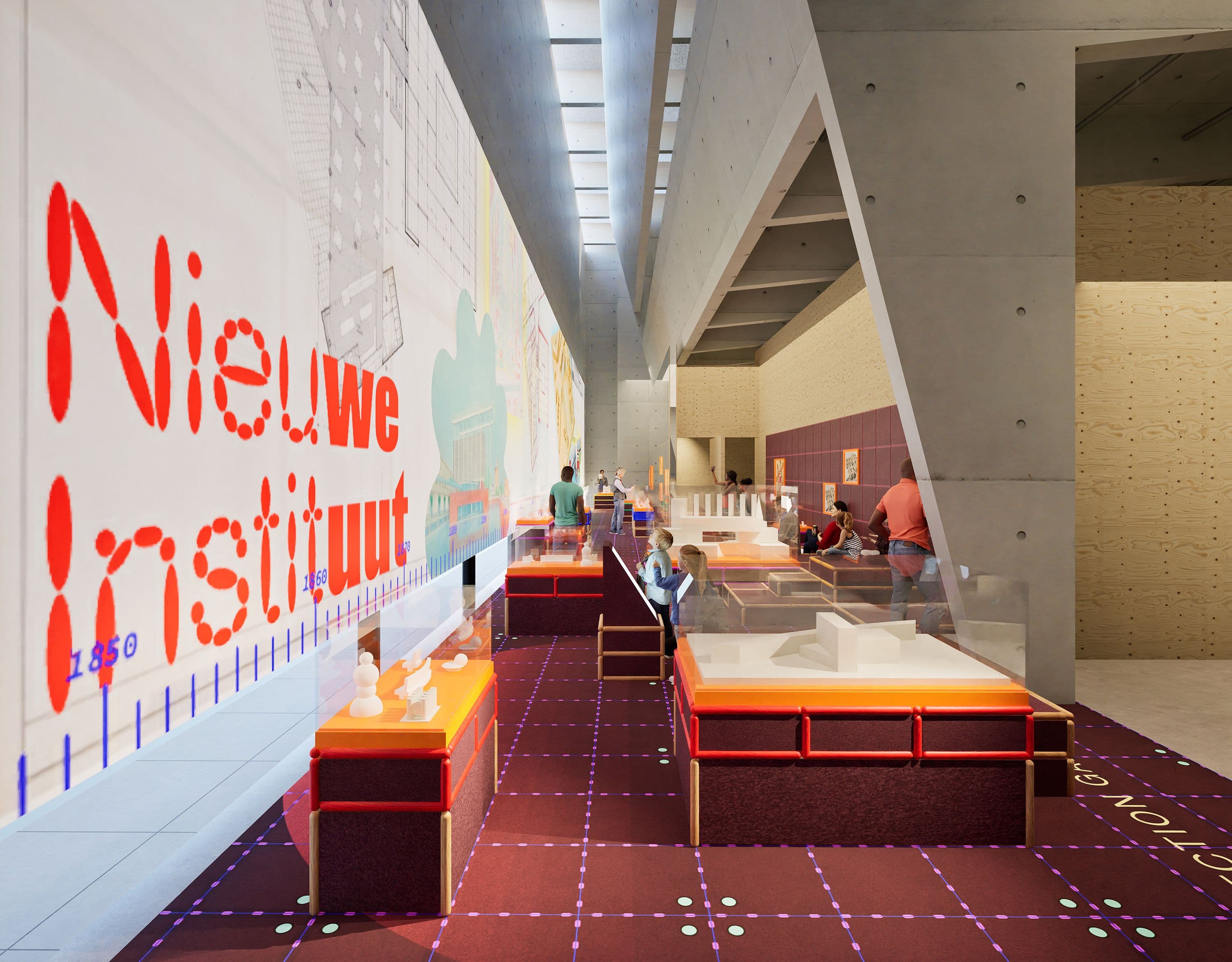 Artist impression of the Collection Gallery. Spatial and interaction design by Space Popular with Mariana Lobão and Jaco Schilp.