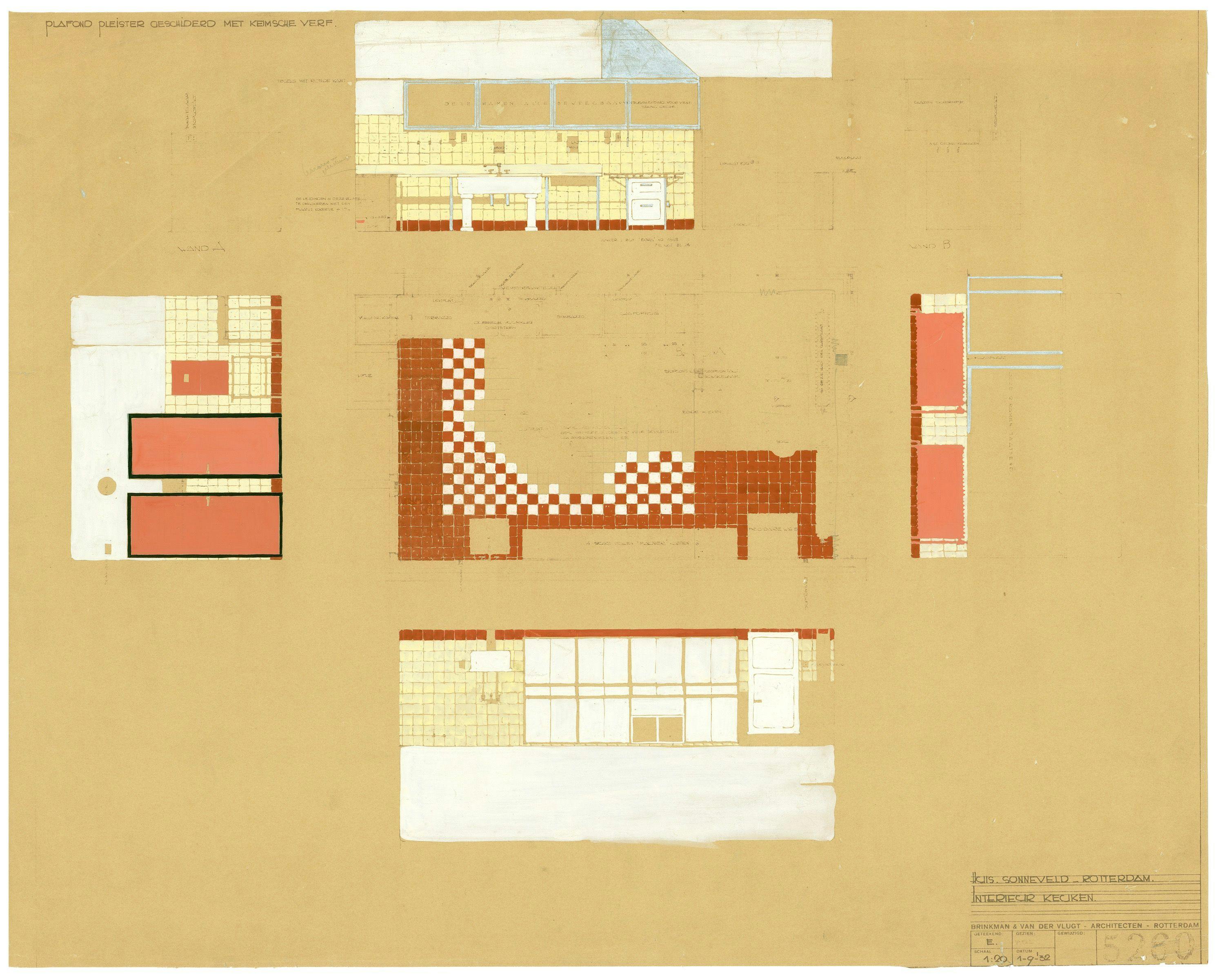 J.A. Brinkman and L.C. van der Vlugt. Interieur keuken, Huis Sonneveld, 1932. Collectie Het Nieuwe Instituut, BROX 93t21 
