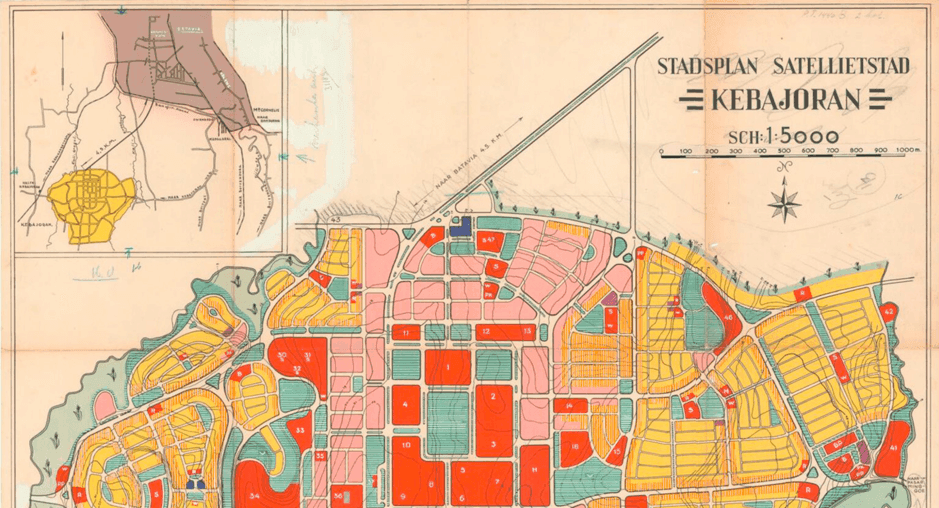 Image: Hans Lüning, Plan for Satellite City Kebajoran near Jakarta, Indonesia, 1950. State Archive for Dutch Architecture and Urban Planning, Het Nieuwe Instituut.  
