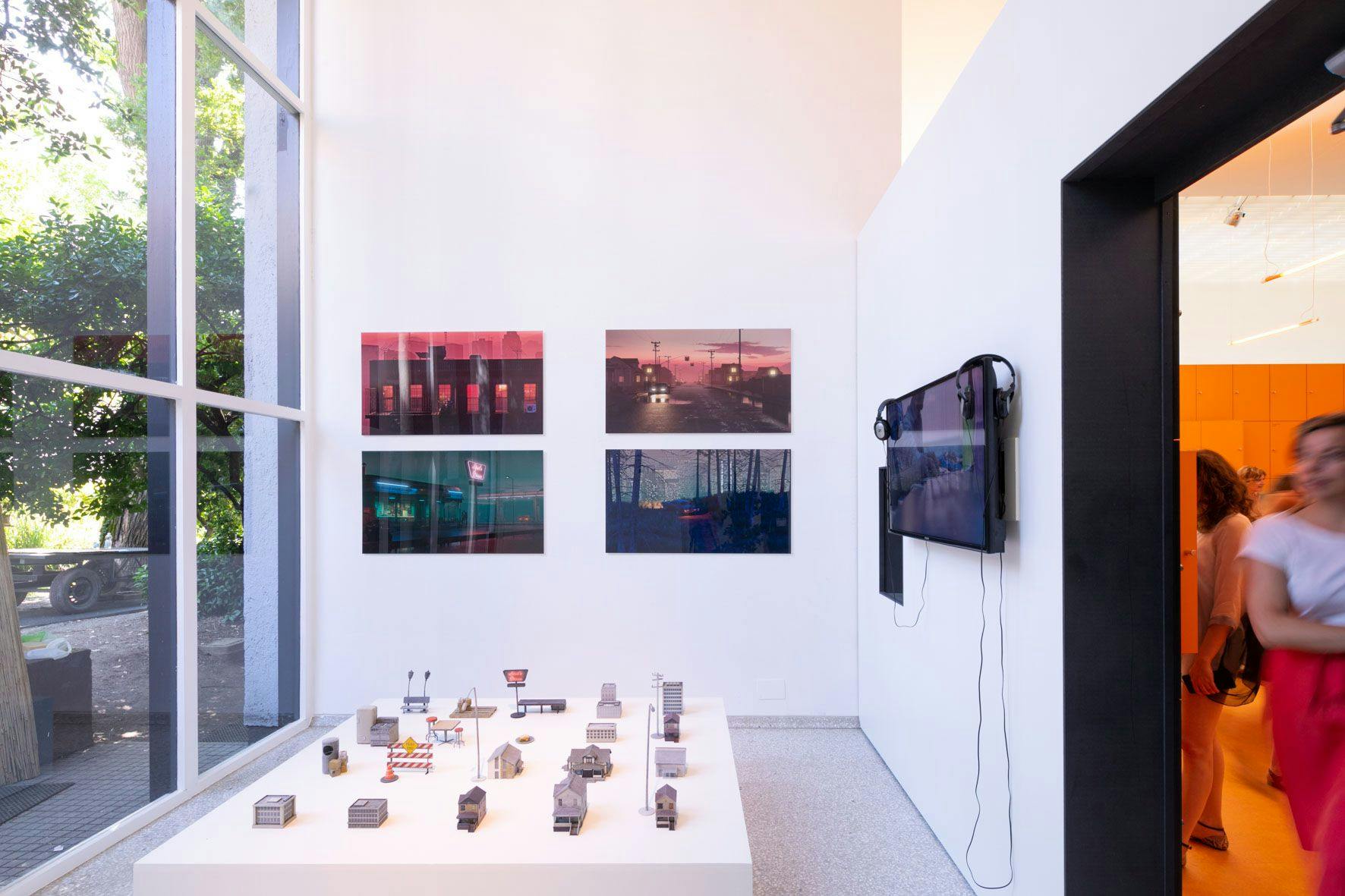  Renderlands installation, Liam Young. Dutch Pavilion WORK, BODY, LEISURE. 16th International Architecture Exhibition - La Biennale di Venezia, FREESPACE. Photo: Daria Scagliola 