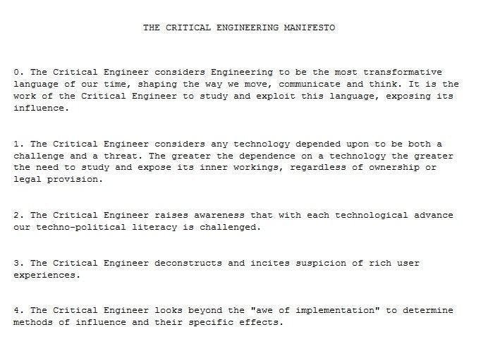  The Critical Engineering Manifesto 