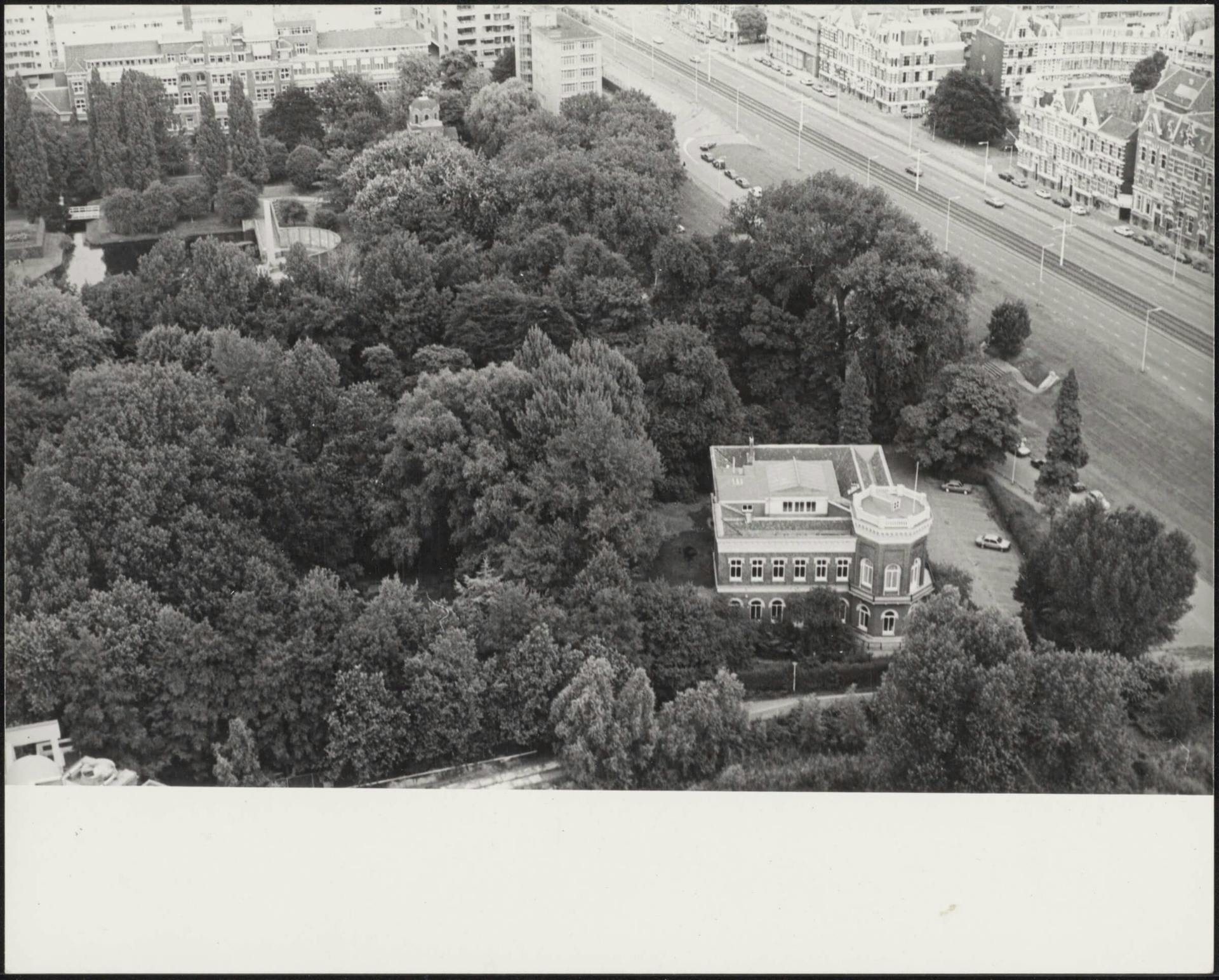 Wooded park of the old estate at Villa Dijkzicht, 1987. Collection Het Nieuwe Instituut, OMA archive, OMAR f36-38a