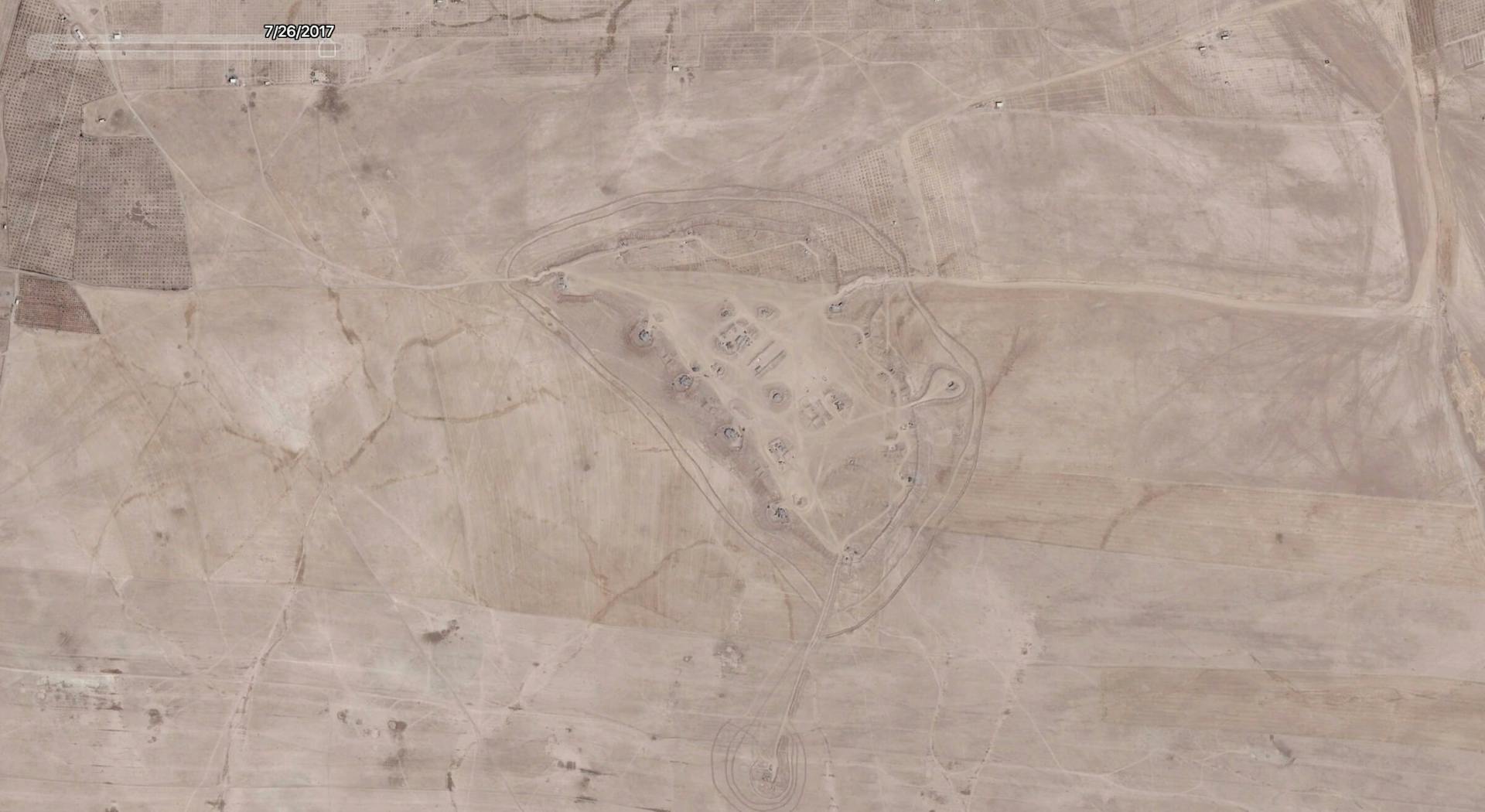 Coalition artillery base outside of Raqqa by Google Earth 
