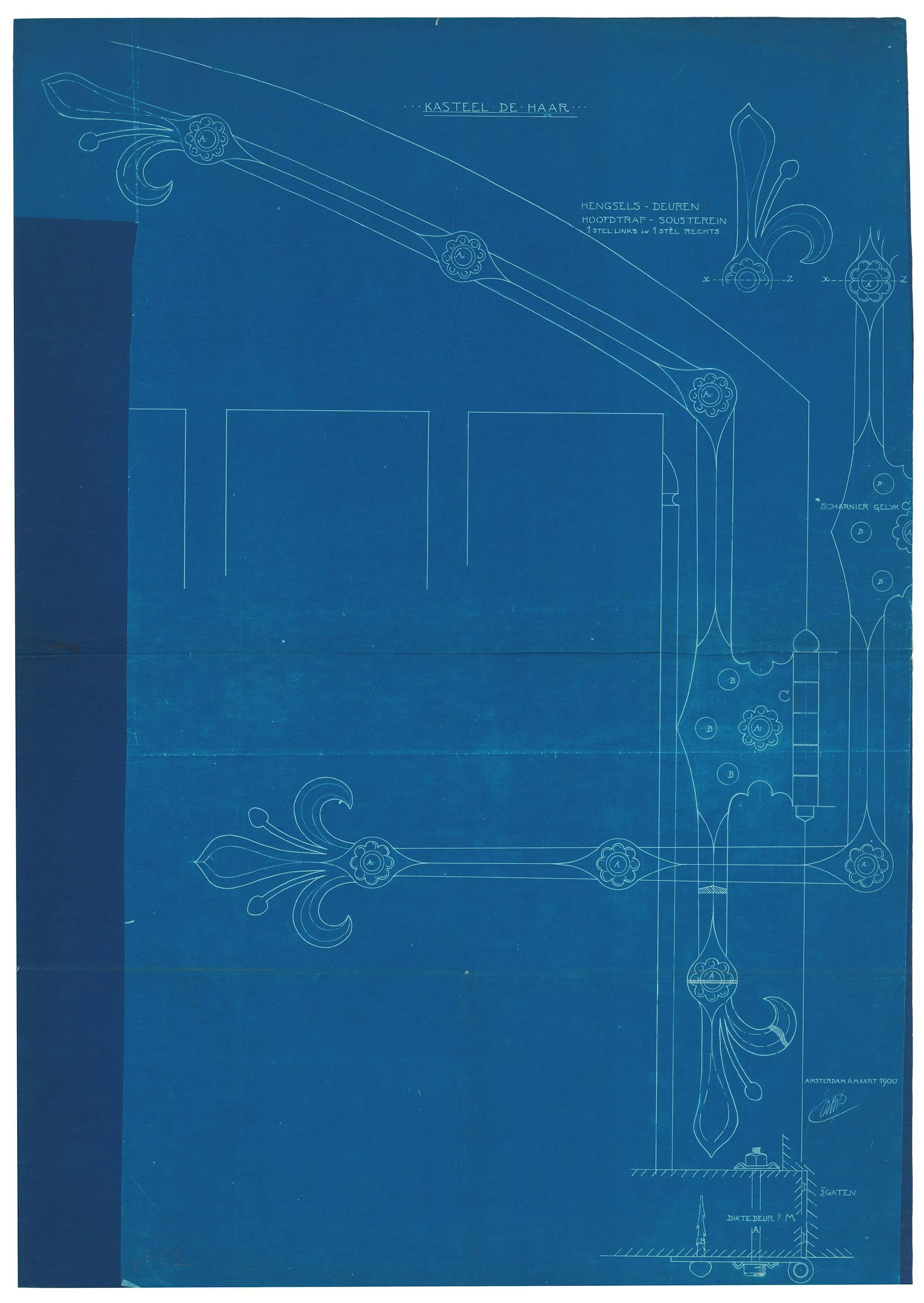 Als de formaten van het ontwerp op transparant papier verschilden van die van het beschikbare, of gekozen blauwdrukpapier, ontstonden er donkerblauwe randen. Bij de blauwdrukken die op de bureaus zelf werden vervaardigd werd dit klaarblijkelijk… 