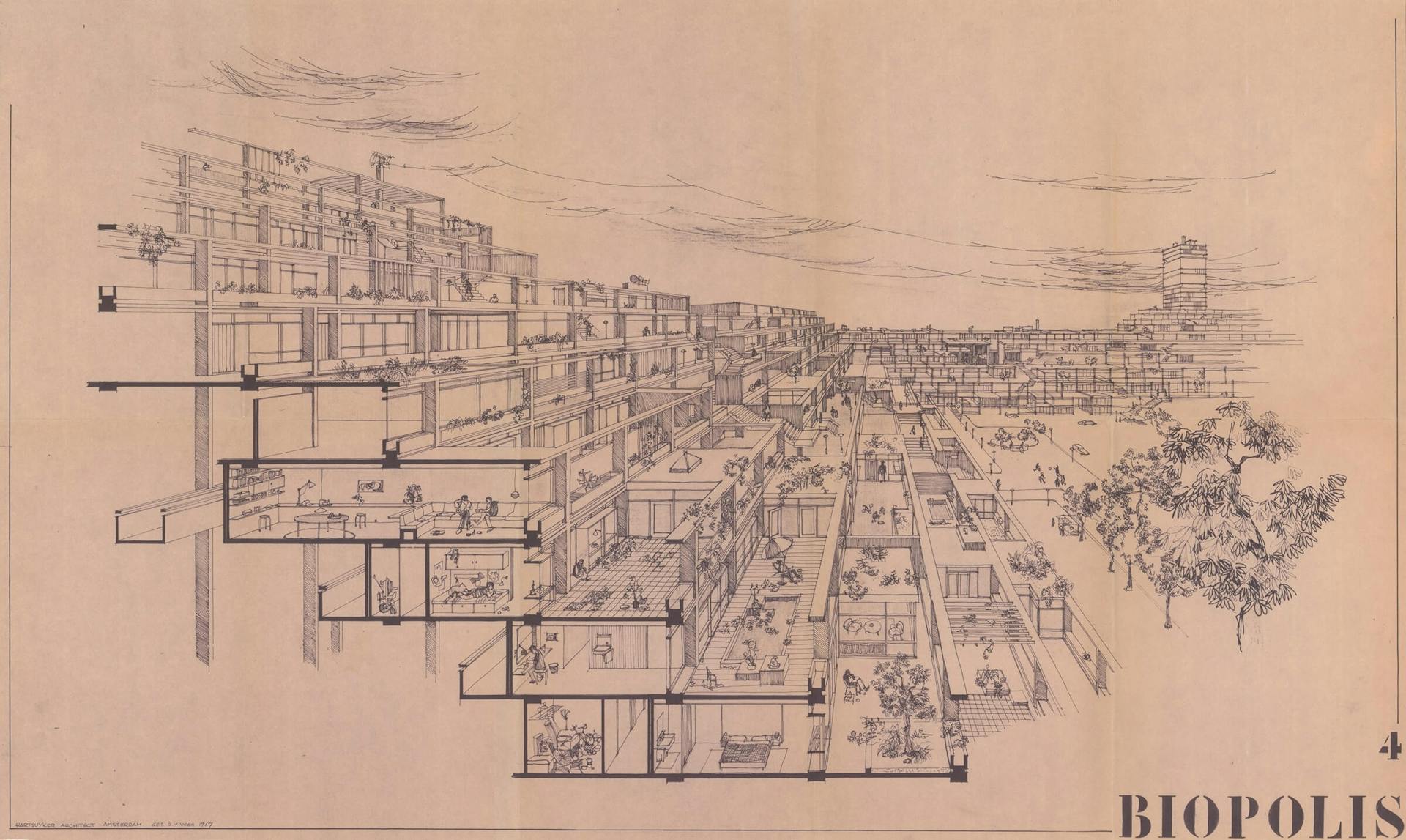 E. Hartsuyker en L. Hartsuyker-Curjel. Woningbouwproject Biopolis, 1963-1964. Collectie Het Nieuwe Instituut, HART t49  